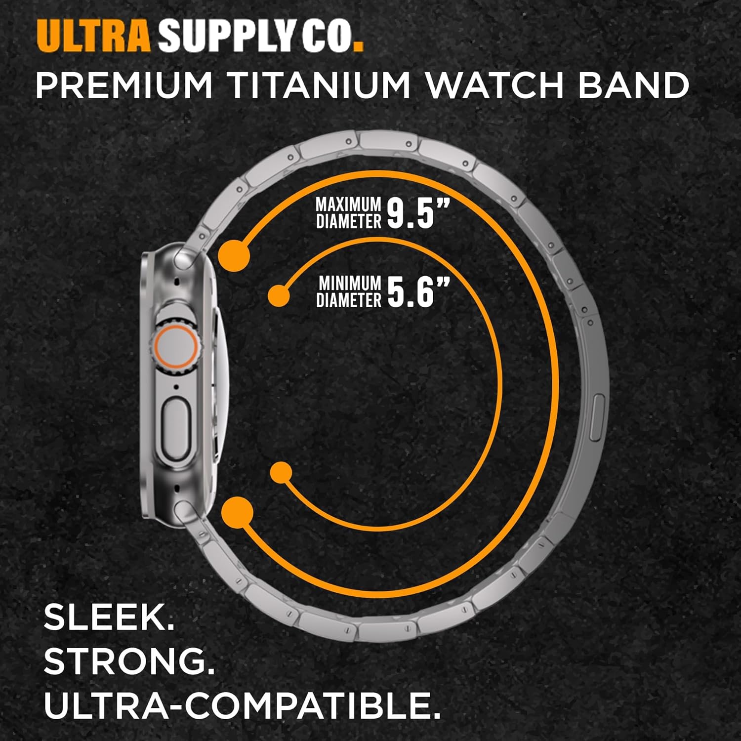 Ultra Supply Co. Titanium Apple Watch Ultra Band - Premium Titanium Watch Band 49mm - DLC Coating - Foldover Clasp - Adjustable Metal Bands for Apple Watch Ultra 3, 2, 1