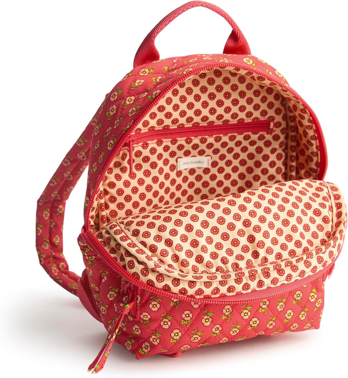 Vera Bradley Women's Premium Cotton Mini Banbury Backpack, Tiny Poppies, One Size