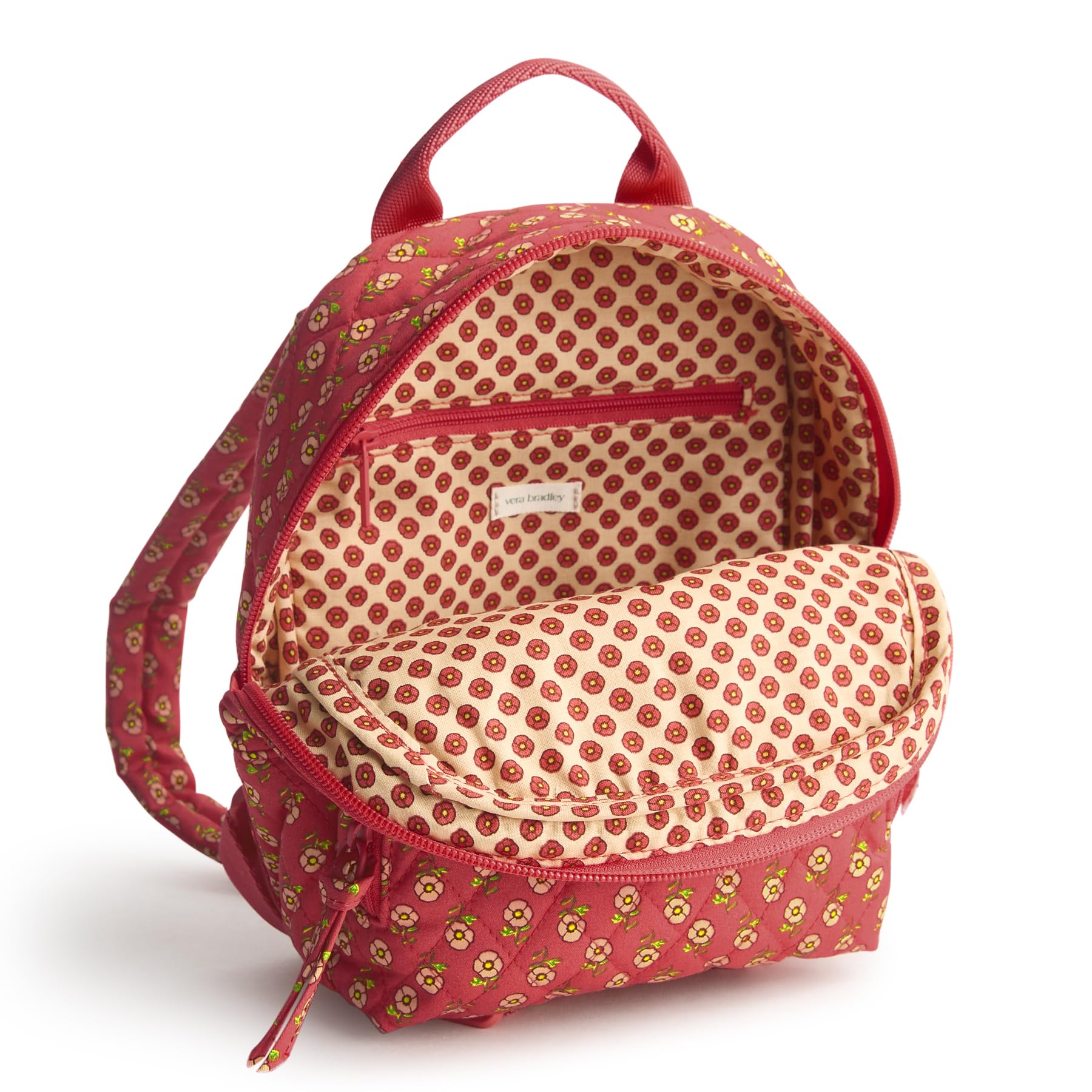 Vera Bradley Premium Cotton Small Tab Portfel Damski (1 szt.), Małe maki, Talla única, Wysokiej jakości bawełniany mini plecak Banbury