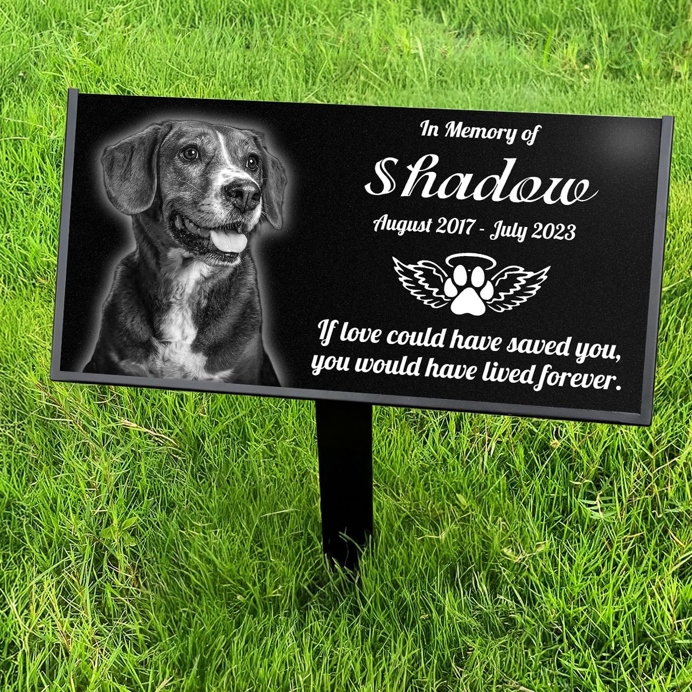Personalized Black Granite pet Memorial Stone,pet Grave Markers Plaque, Customized Headstone, Dog Memorial Gifts for Loss of Dog,Cats, and Family Pets, Personalized pet tombstones
