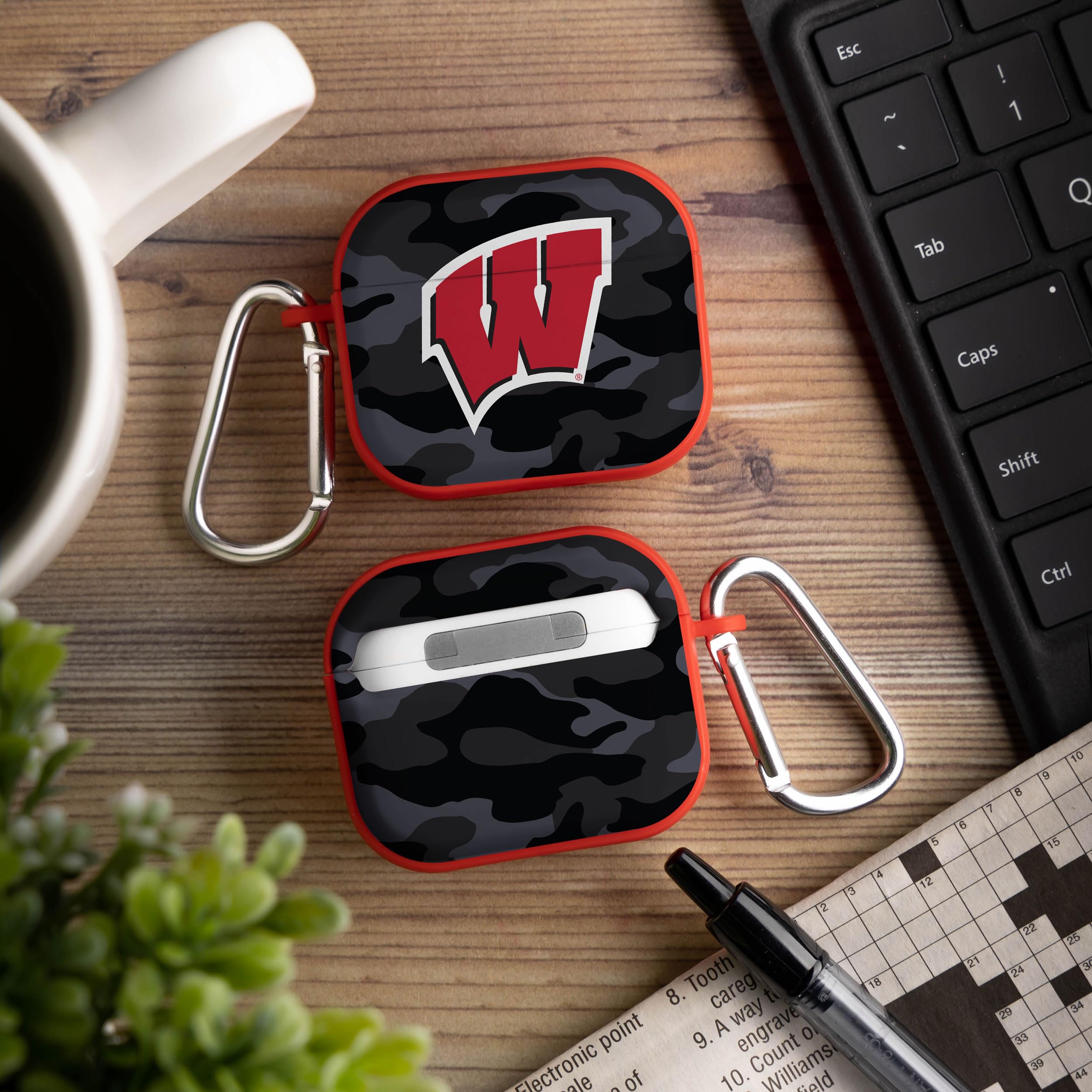 AFFINITY BANDS Wisconsin Badgers Camo HDX Case Cover Compatible with Apple AirPods Generation 3