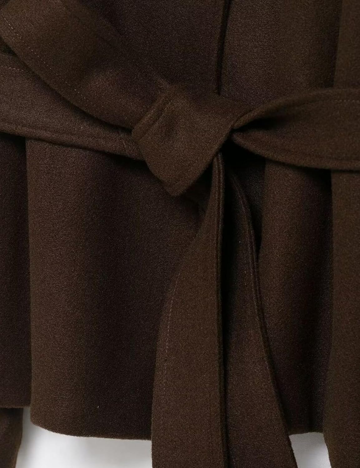 OPCAKM Women's Batwing Sleeve Poncho Coat Oversized Winter Pea Coat Stand Collar Cropped Cape Jacket with Belt - Image 7