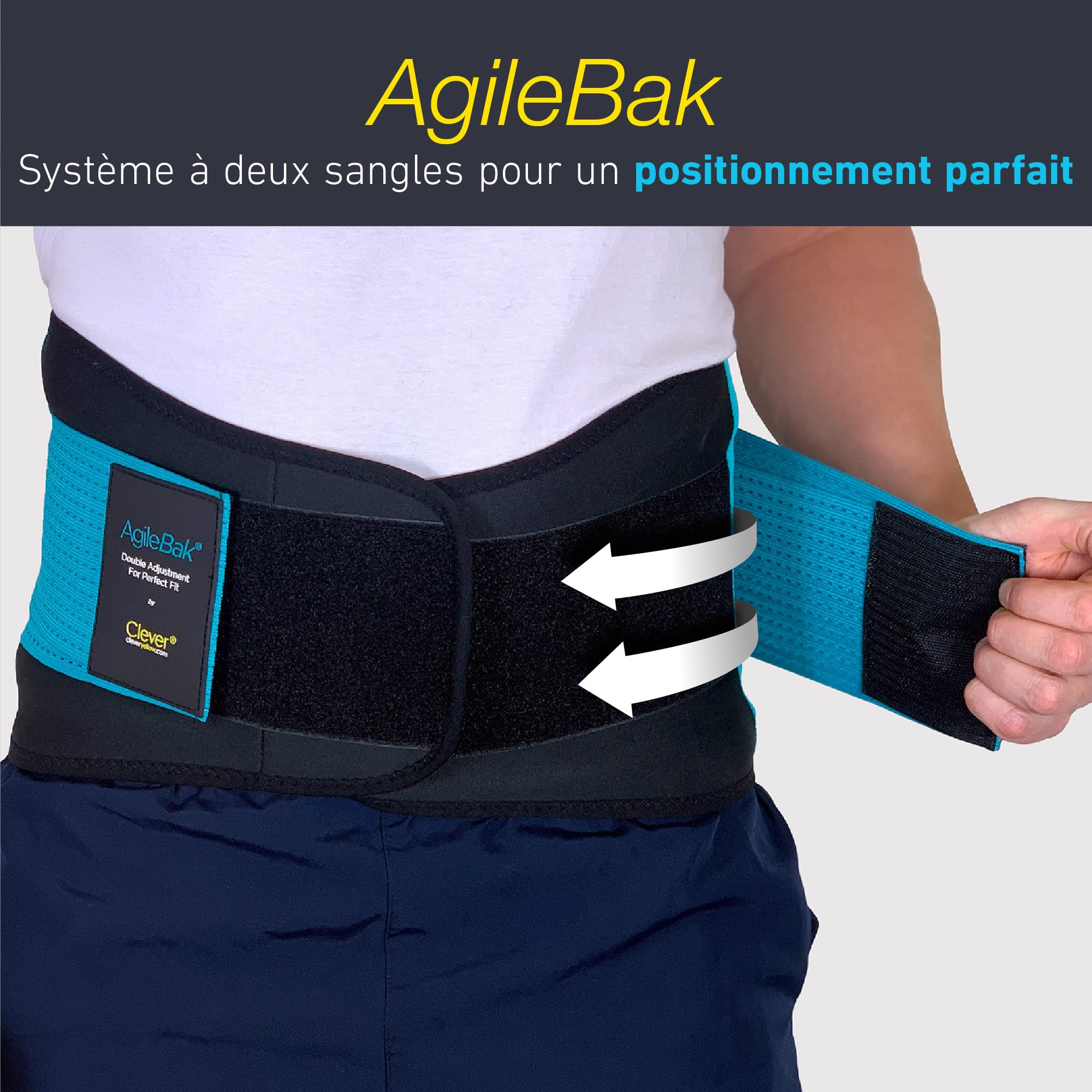 Clever Yellow Ceinture Lombaire Homme/Femme - Seul Dispositif de Soutien Thérapeutique Certifié de Qualité Médicale Qui Soulage les Douleurs et Prévient les Blessures - Taille L