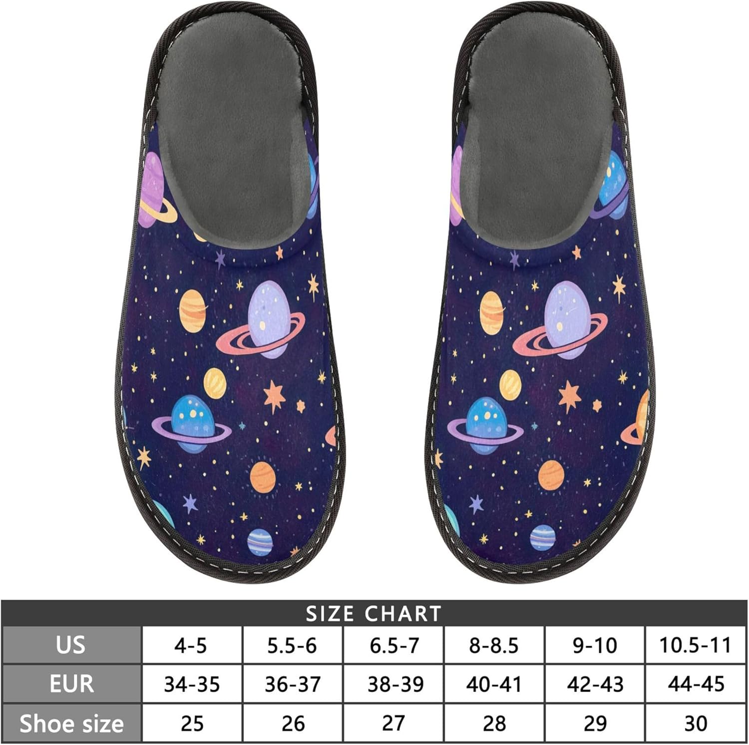 Space Galaxy Planet House Slippers – Cozy Fuzzy Slippers for Guests, Washable & Disposable, Perfect for Shoeless Home, Spa & Hotel Use A110630