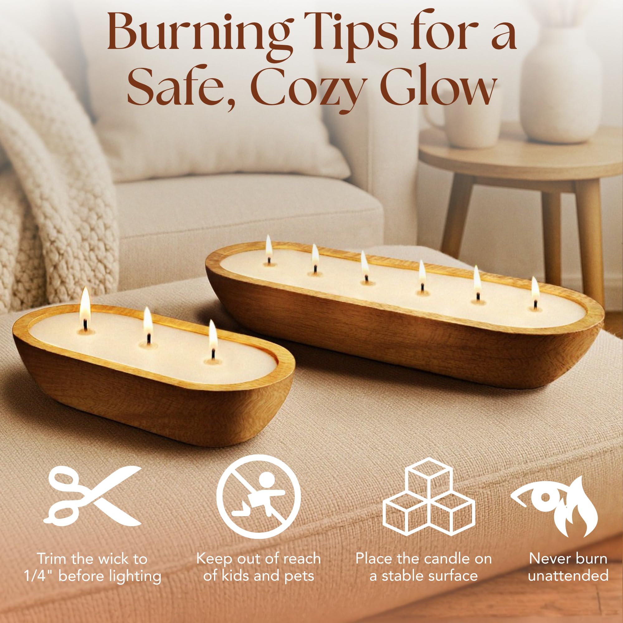 Dough Bowl Candle Co. Vela perfumada de vainilla – 10 x 6 velas grandes de cera de soja natural de 3 mechas para el hogar, ideas de regalo de cumpleaños para mujeres, aroma de vainilla que elimina el
