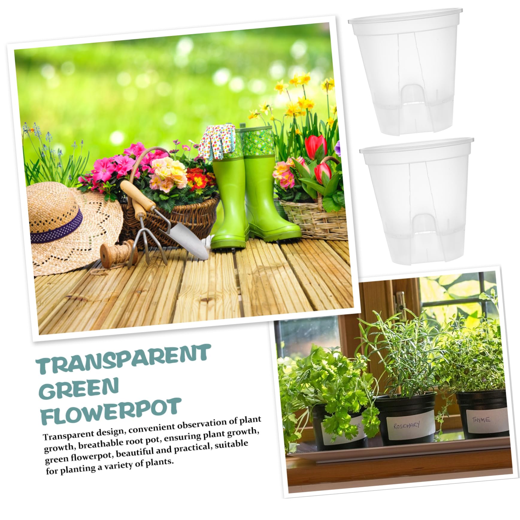 Pot Transparent Auto-drainant pour Plantes D'intérieur Jardinière en Plastique avec Trous pour Orchidées Et Fleurs Pots De Pépinière pour Arrosage De Jardin