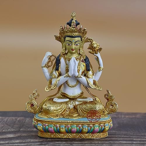 La estatua de Chenrezig de 4 pulgadas de la deidad budista tibetana es una forma de 4 Avalokiteshvara armados. esta estatua es una de las más disponible en Yaxa Colombia