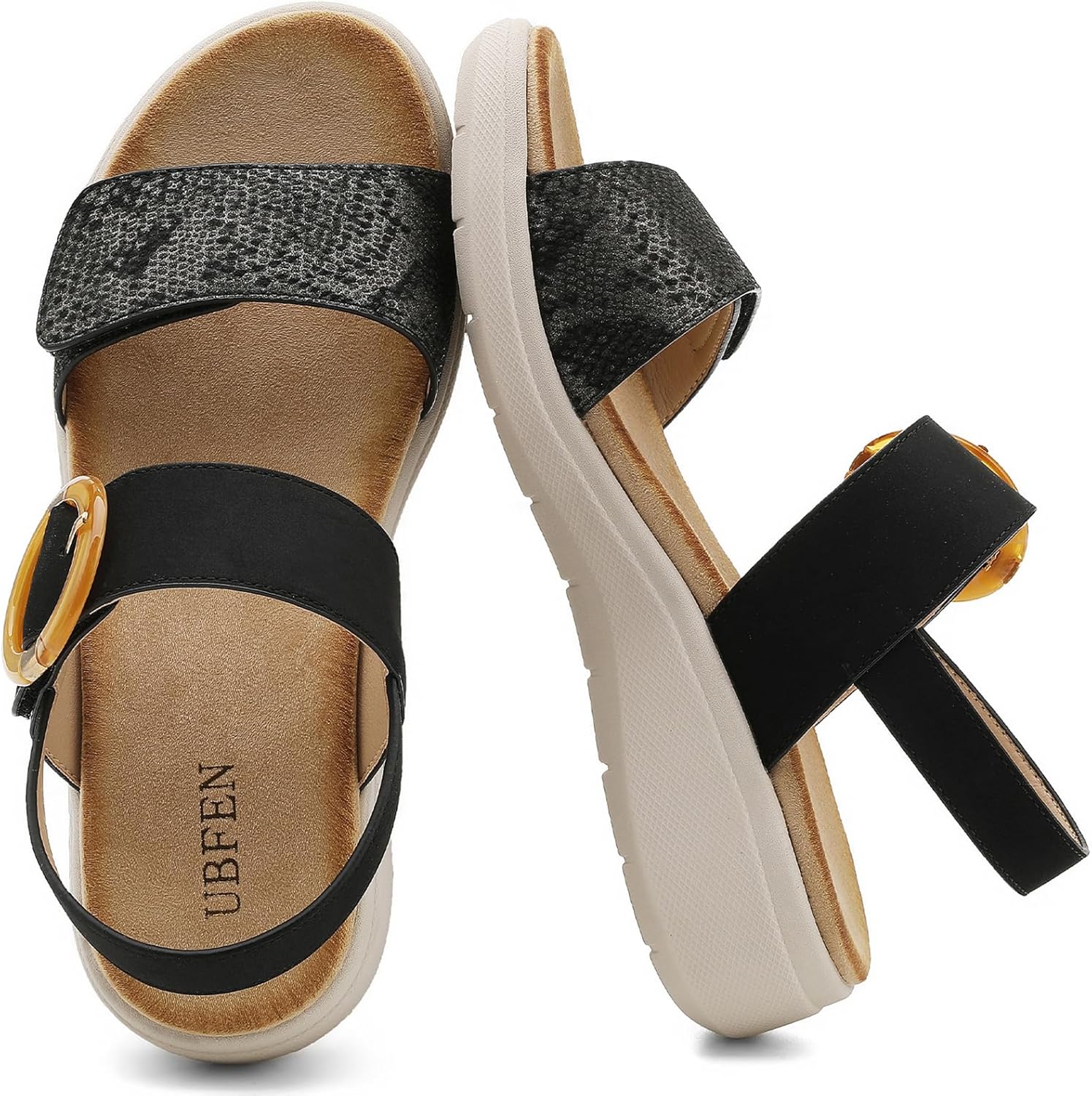 UBFEN Womens Walking Sandals With Arch Support Open Toe Comfy Casual Wedge Summer Shoes - Image 4