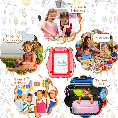 Miniatura 6 de Outus 24 Piezas Mini Tableros Magnéticos de Dibujo, Tablero de Garabato para Niños, Llavero con Clip para Mochila, Tablero de Dibujo Borrable,