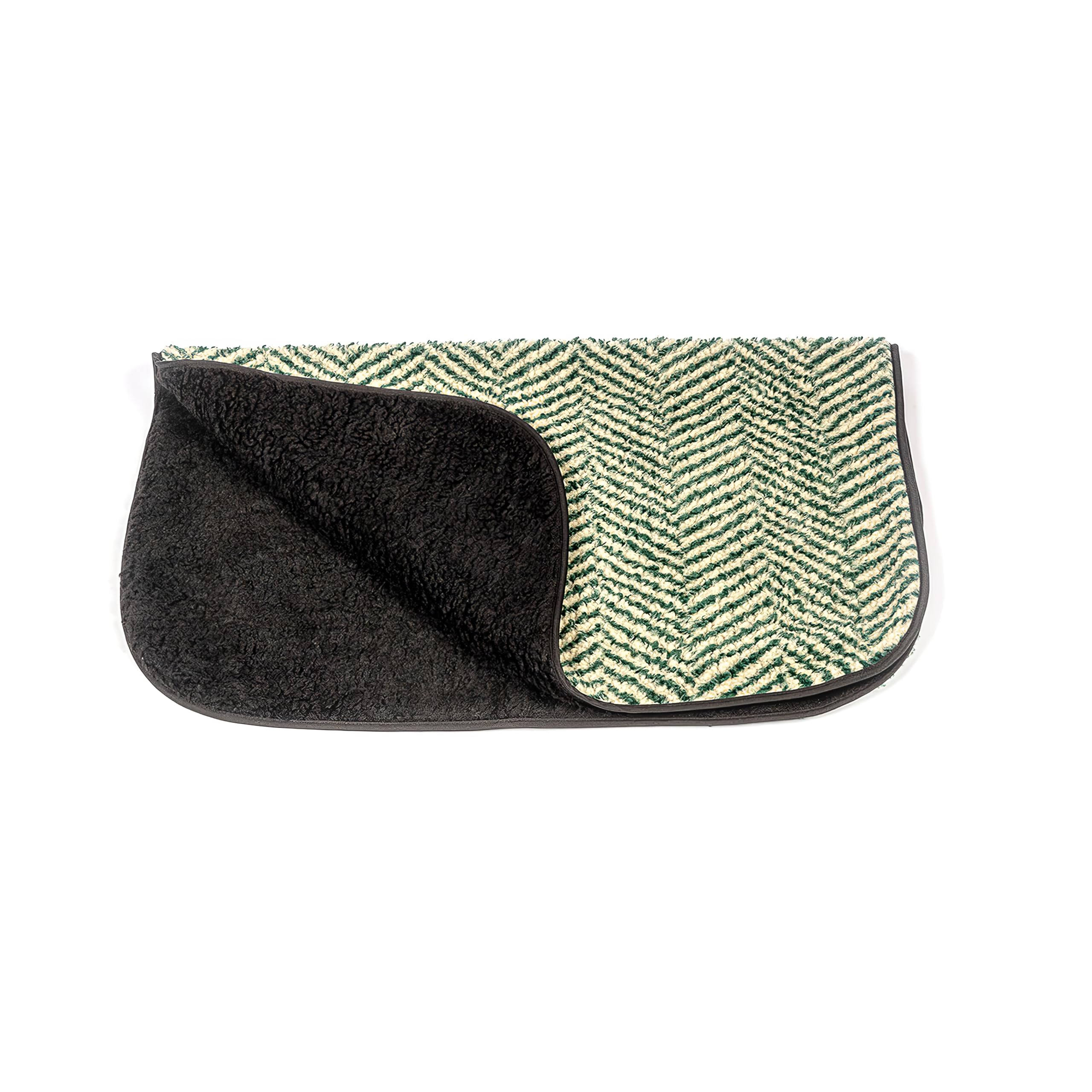 Danish Design Green Herringbone - Sherpa Fleece Blanket for Adult/Senior/Puppy Bedding - Blanket Medium