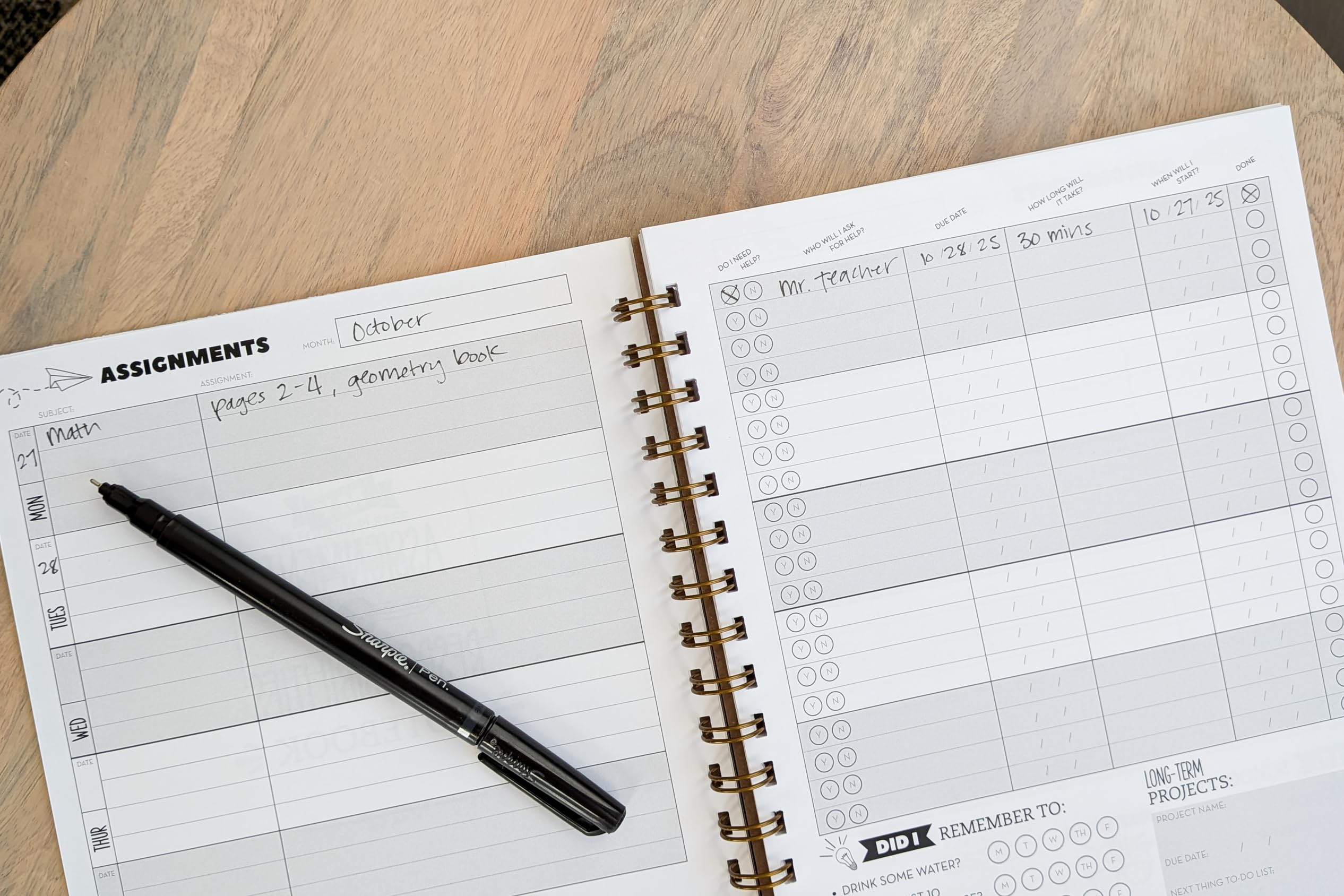 Nuts & Bolts Paper Co Homework Planner for Kids in Elementary, Middle School and High School - Undated Weekly and Daily Pages, Waterproof Cover ADHD Kids Planner Notebook 7" x 9" (Multicolor Large)