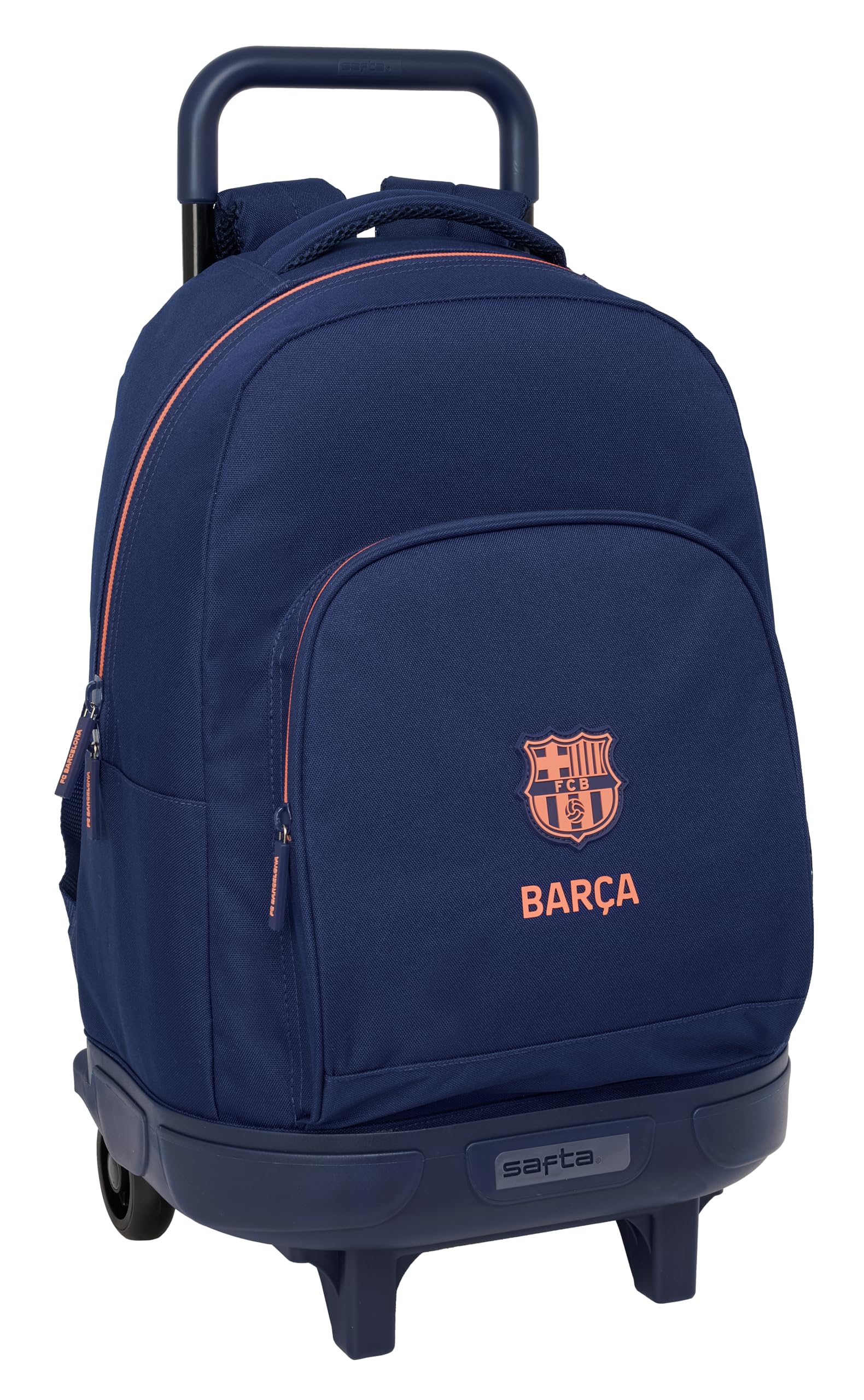 F.C.BARCELLONA 2ª attrezzatura - Zaino grande con ruote, compatto, estraibile, ideale per bambini di diverse età, comodo e versatile, qualità e resistenza, 33 x 22 x 45 cm