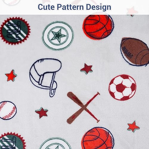 Miniatura 2 de Viviland Manta para niños, manta con estampado de fútbol para niños, manta cálida y ligera de felpa para sofá, silla, sofá cama, para niños, 30 x 40