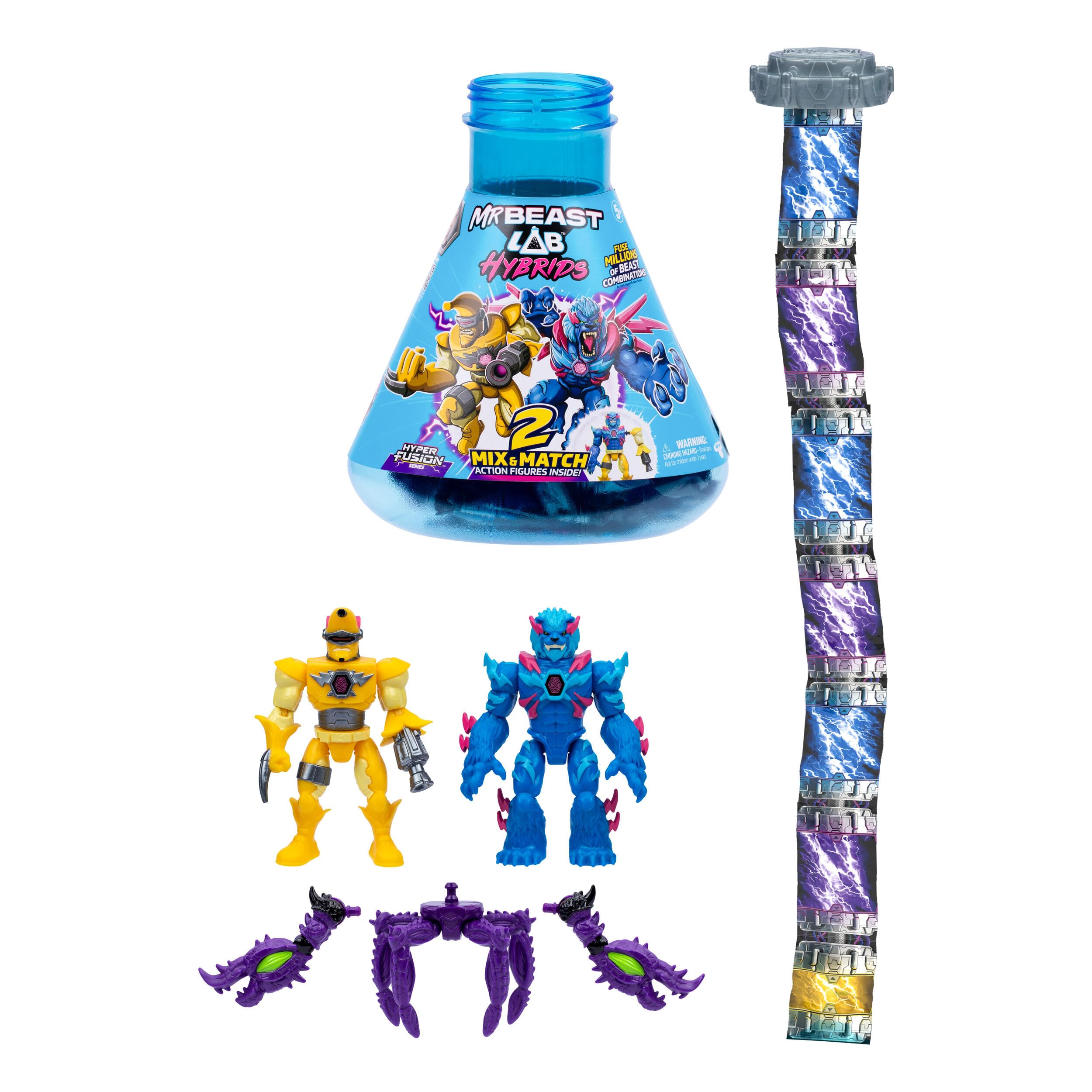 MrBeast Lab Hybrids Coffret Multiple, Découvre différentes Parties du Corps pour créer 2 Figurines, Inclut des éléments du Golden Panther Dragon, Fusionne des créatures, + de 30 à Collectionner