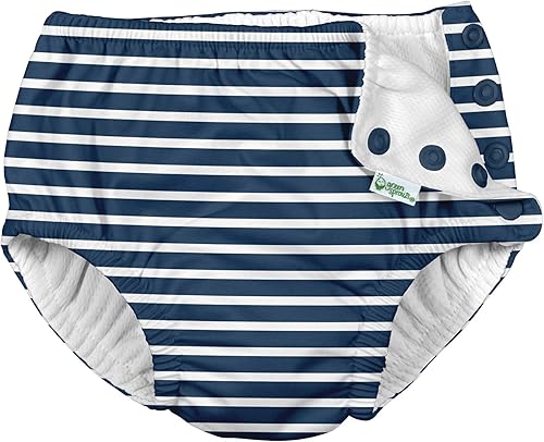 i play by green sprouts - Pañal de natación reutilizable para niños y bebés Pañal de natación reutilizable 6 meses Azul marinoRayas