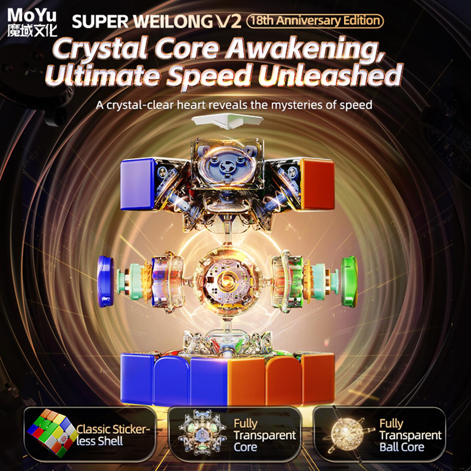 Moyu superweilong v2 3x3 cubo magico 18 Anniversary Edition