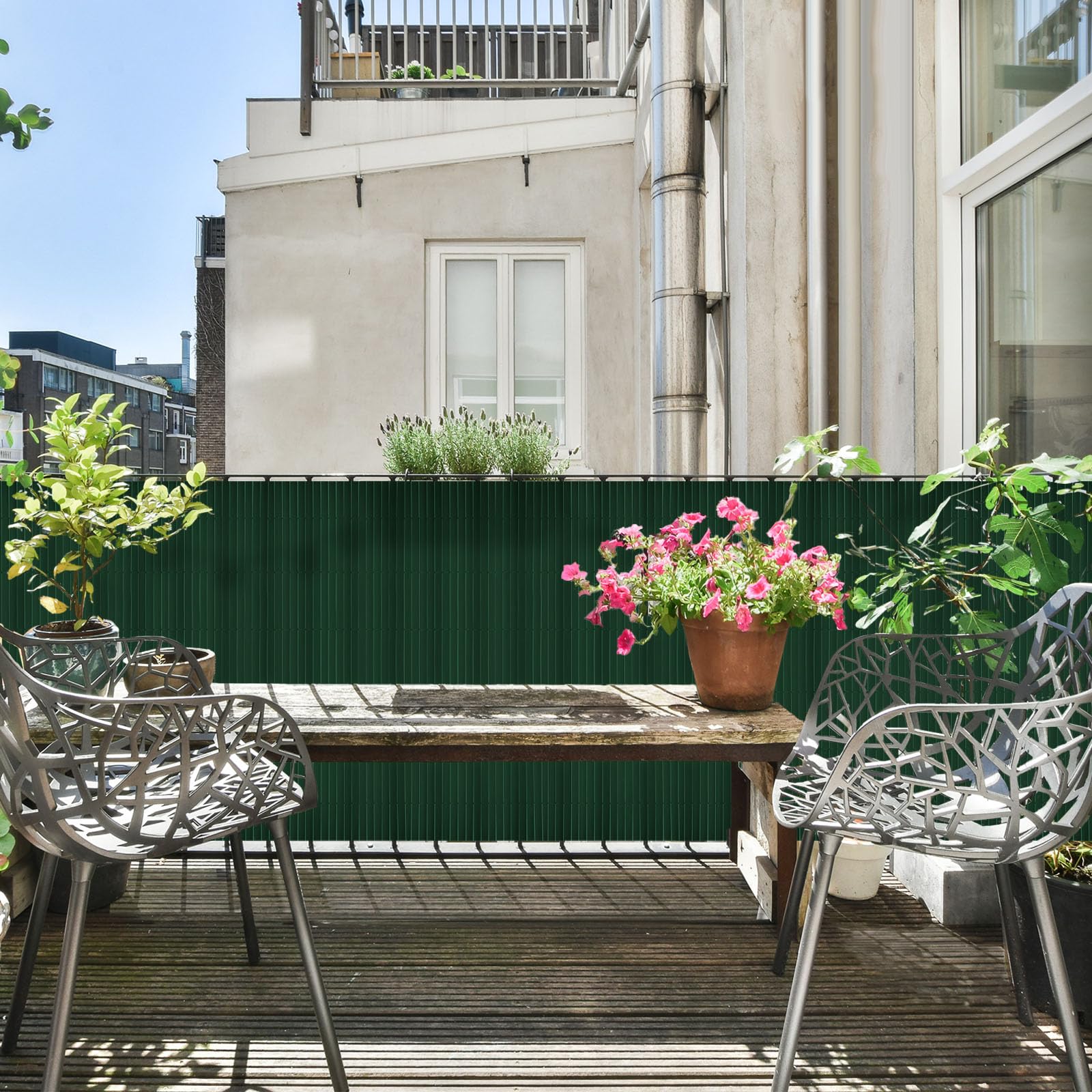 KARAT Paravento in PVC per giardino, balcone, terrazza, 180 x 300 cm, verde, protezione da sguardi indiscreti, resistente alle intemperie, come rivestimento per balcone, bordo piscina e protezione dal