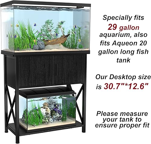 Miniatura 2 de GDLF Soporte de acuario de 29 galones, soporte de metal para pecera con almacenamiento de gabinete, para acuario de 20 galones de largo, mesa de
