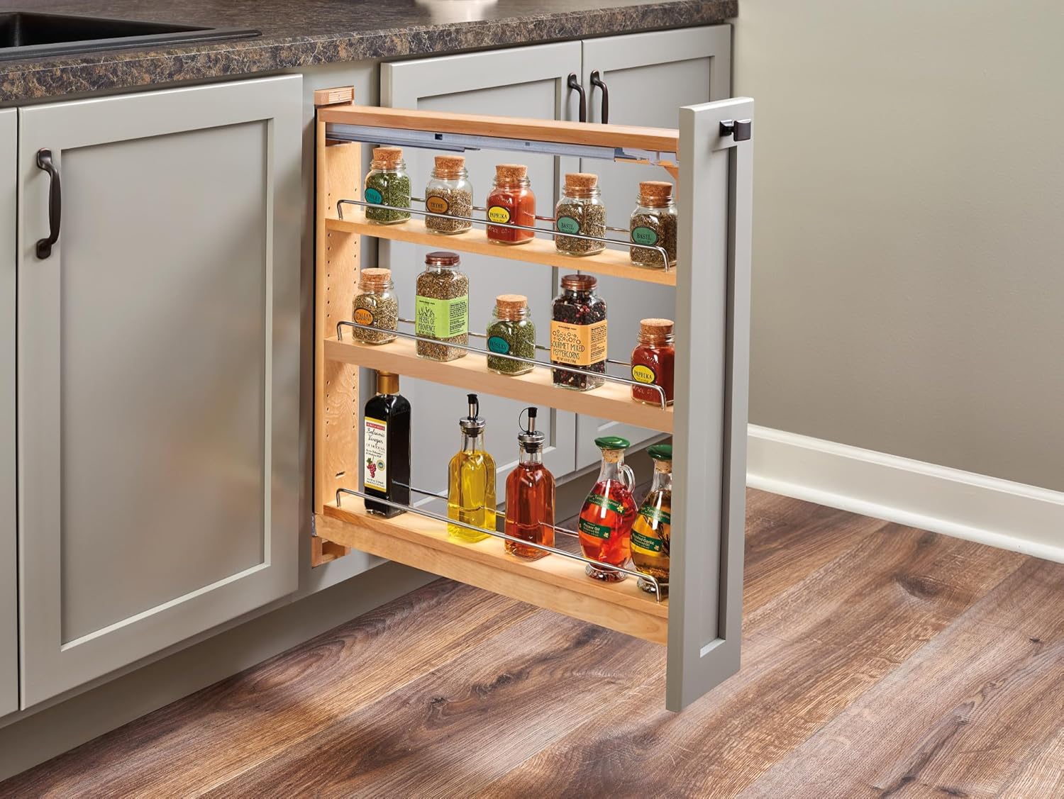 REV-A-SHELF Wood Base Cabinet Organizer Insert w/Soft-Close