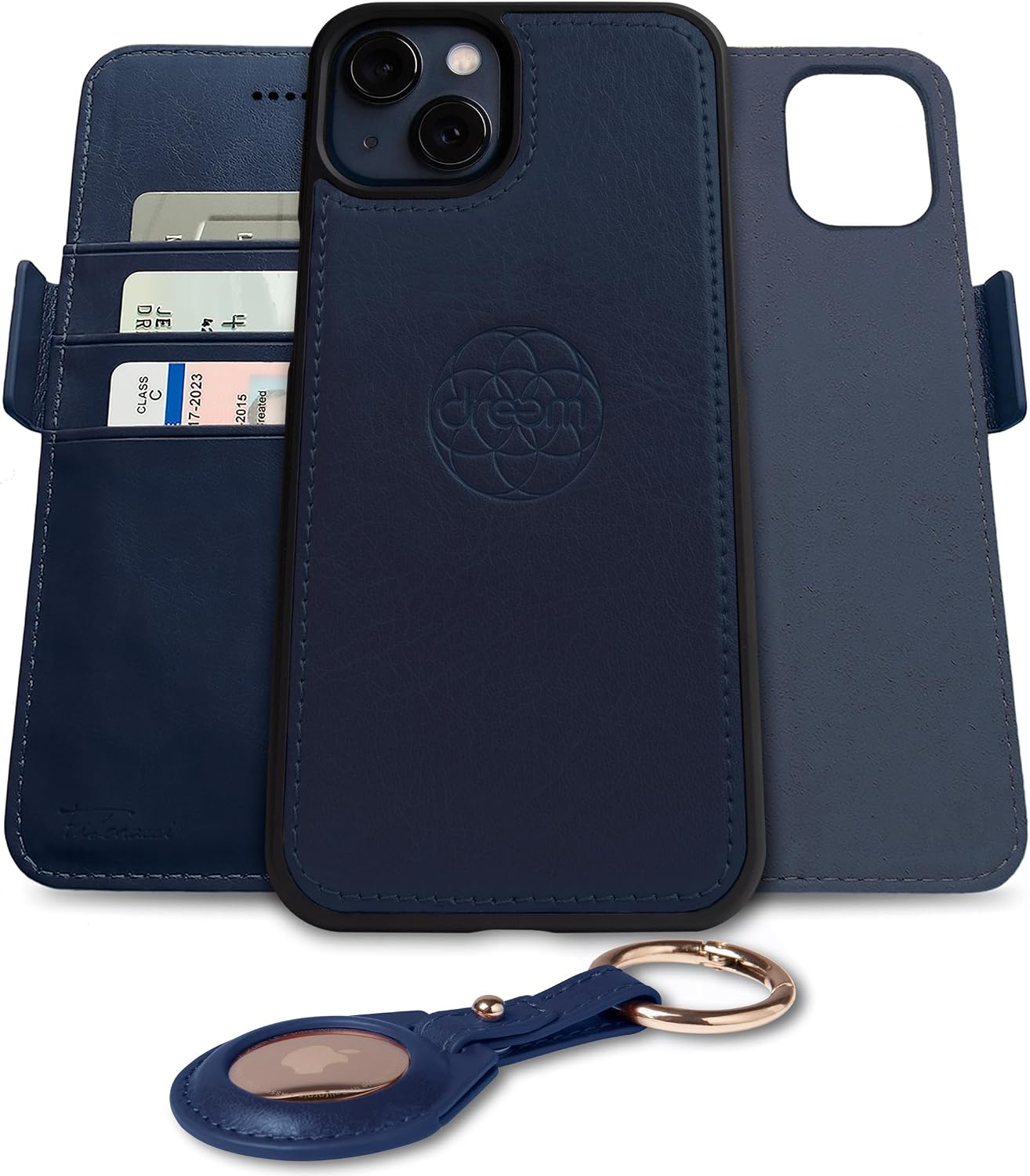 Dreem Bundle: Fibonacci Wallet Case for iPhone 13 Mini with Liberate AirTag Holder [Royal]