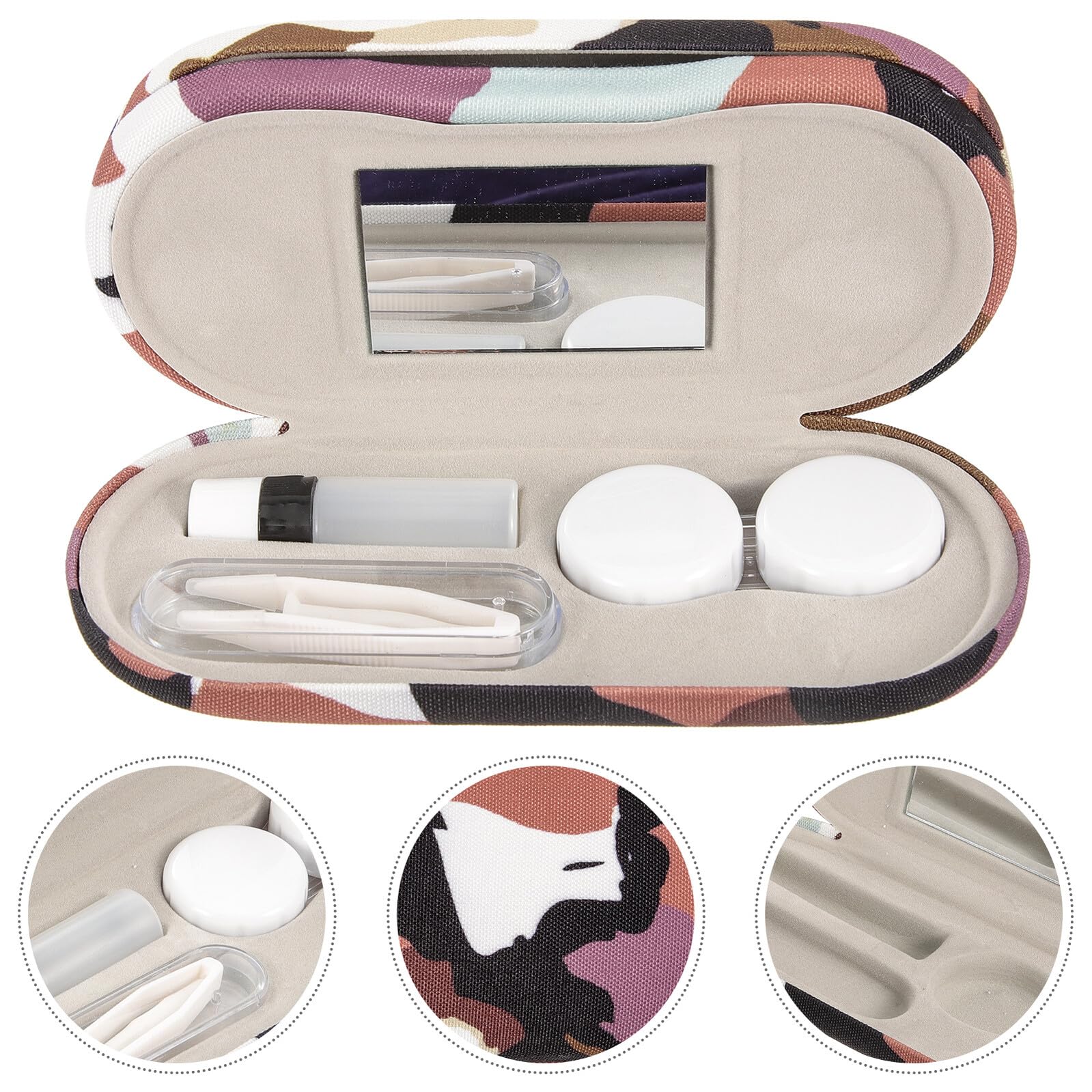 Portaocchiali da Viaggio in Plastica e Tessuto Doppio Strato, Custodia Protettiva con Motivo Camouflage per Occhiali da Vista da Sole, Organizer Multiuso per Proteggere Lenti