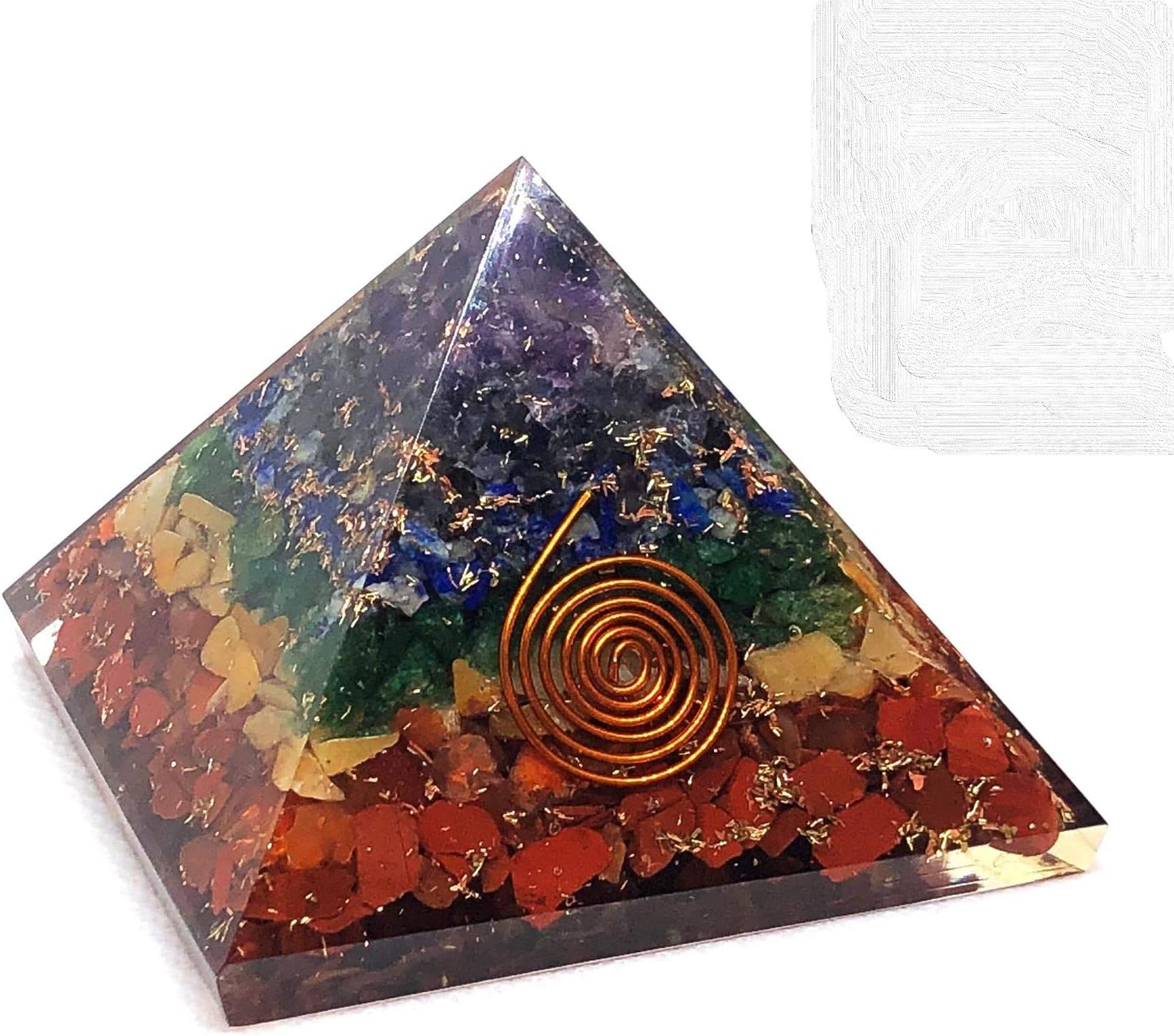 Pachamama Essentials7 Chakra Gemstone Energy Generator Orgone Pyramid for Emf Protection & Healing- Meditation orgonite Pyramids/Crystal Chakra. Charged Gemstone Orgone Pyramid