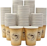 BuyNow 300 Pack 12oz Disposable Paper Coffee Cups - Retro Design, Leak-Proof for Hot/Cold Drinks, Party & Coffee Shop Supplies