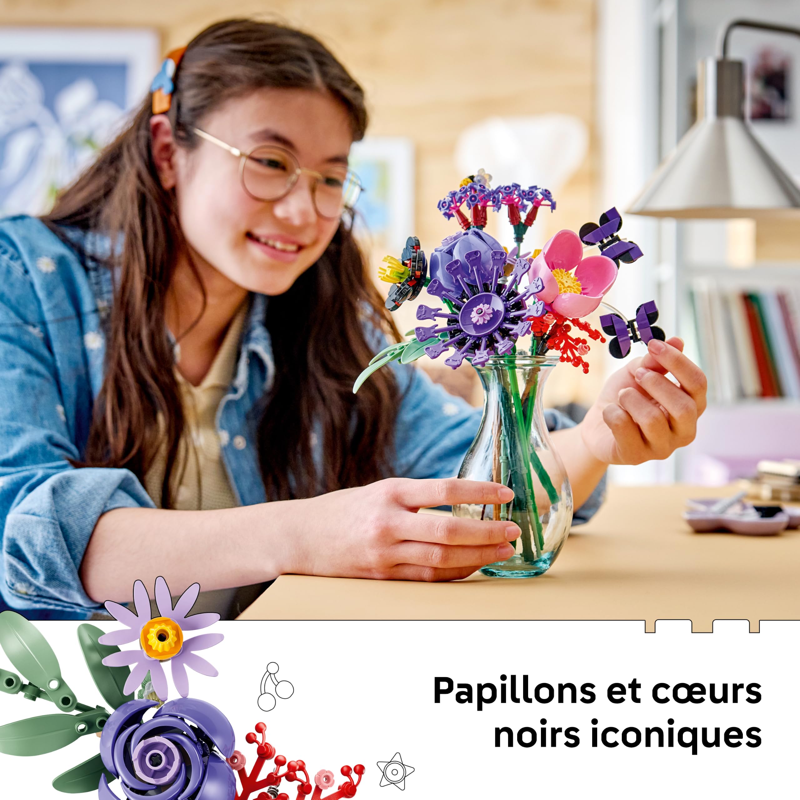LEGO Botanicals et Editions Bouquet de Fleurs d’Olivia Rodrigo - 11 Fleurs Artificielles Dont Roses & Marguerites - Décoration de Chambre d'enfant - Idée Cadeau pour Fille ou Fan dès 9 Ans 11507
