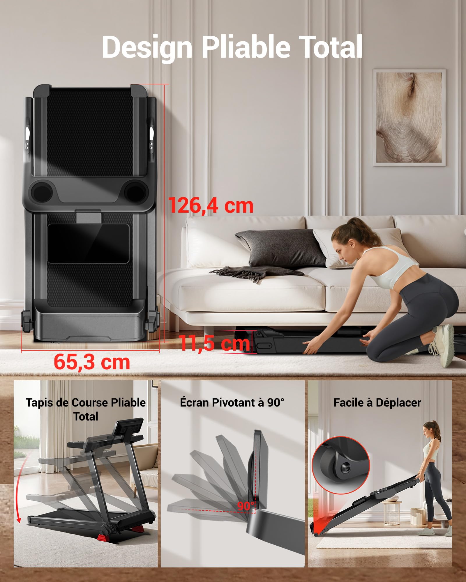 LONTEK Tapis de Course Pliable Inclinable 16% 14KM/H 3,5CV Max 180KG Treadmill Home avec Moteur 3,5CV et Affichage LED
