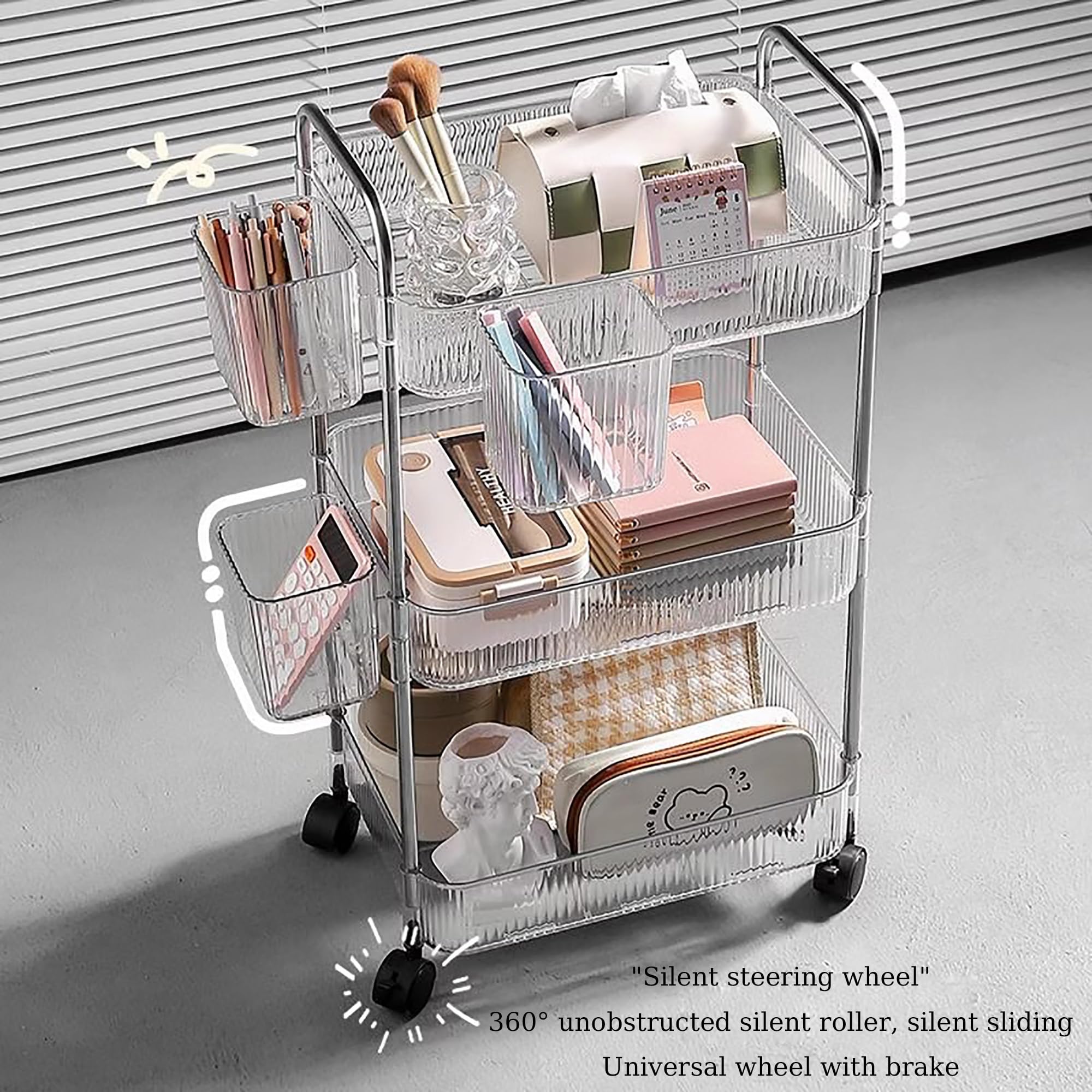 Carrello portaoggetti da bagno sottile a 4 ripiani con ruote per piccoli spazi, organizza la tua lavanderia, la zona WC e il soggiorno, design salvaspazio (13 x 37 x 89 cm)