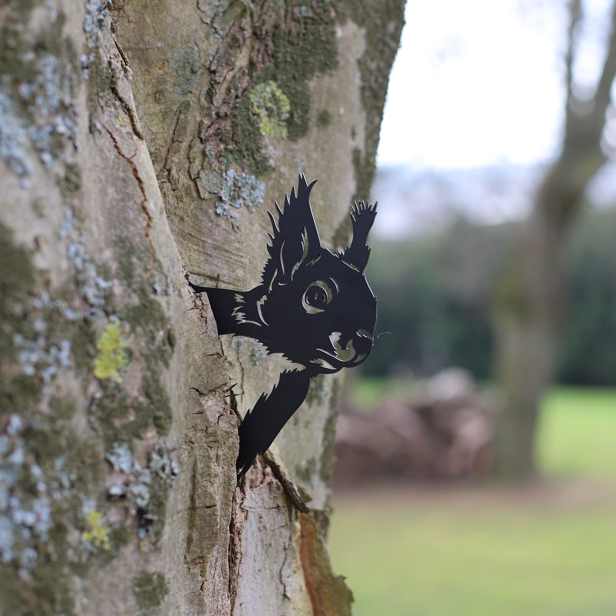 Spiedino albero, Scoiattolo in nero opaco - Decorazione da giardino per esterni in resistente acciaio. Bella decorazione da giardino, unico e durevole scoiattolo.