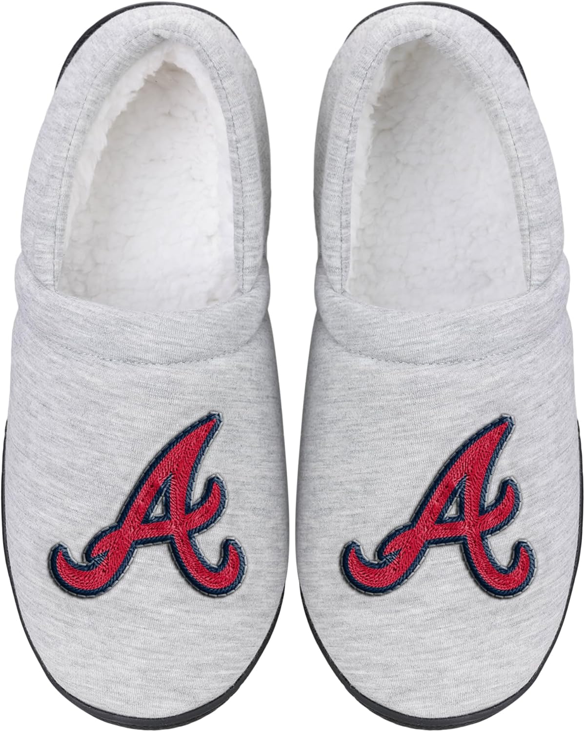 FOCO - Mens MLB Team Big Logo Grey Sweatshirt Sherpa Moccasins Adult Slippers