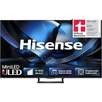 Hisense 65U7DSE TV 65 Inches 4K UHD Hi-QLED Mini LED Smart TV 144Hz Hi-View AI Engine IMAX Enhanced AI Light Sensor Dolby Vision.Atmos Tuned by DeVialet FreeSync Premium Pro [2026] [Energy Class E]