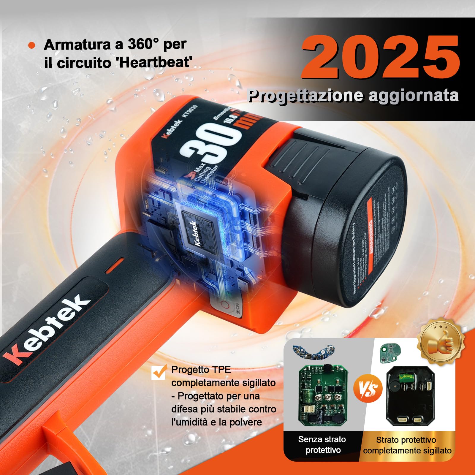 Kebtek KT9030 Forbici Da Potatura 30mm Con 2 Batterie 2500mAh 16,8V | Ideali Per Rose, Arbusti E Alberi Da Frutto, Leggere E Facili Da Usare Per La Potatura Quotidiana
