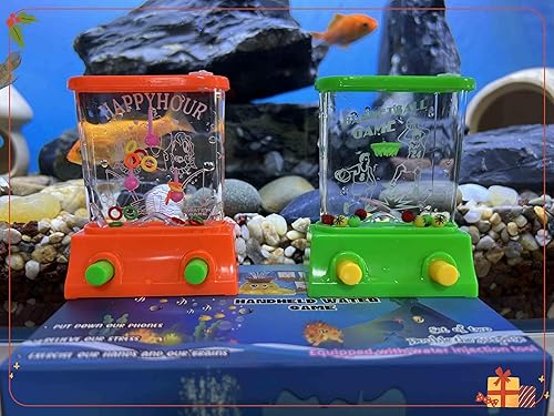 Miniatura 7 de 2 piezas de juegos de mano de agua para niños, lanzamiento de anillos de peces y baloncesto, retro, mini juguete naranja, juego de mano para lanzar