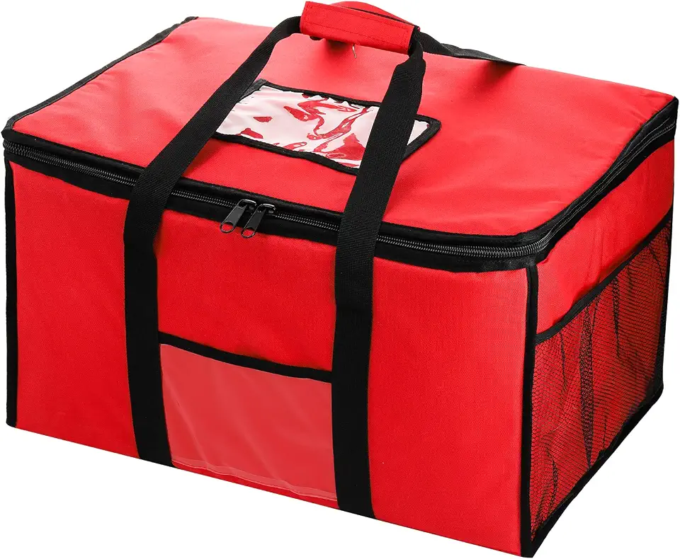 ZOOFOX XL Insulado Sac de Comida, Premium para Catering, Água Resistente, com Bolsos Laterais para Entrega de Pizza, Doordash, Uber Eats, Camping