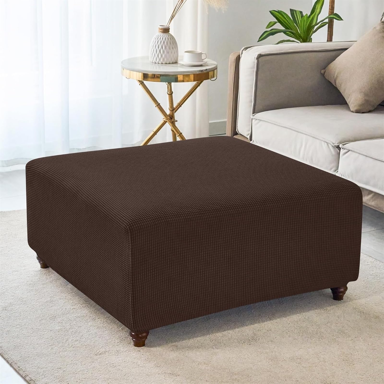 uyeoco Funda de Puff Otomana Cuadrado 50x50 /40x40/80x80 Elástica Funda Reposapies Terciopelo Retirable Lavable Terciopelo Jacquard Cubierta Taburete Sofá Protector (Color : #13, Size : 80x80 cm)