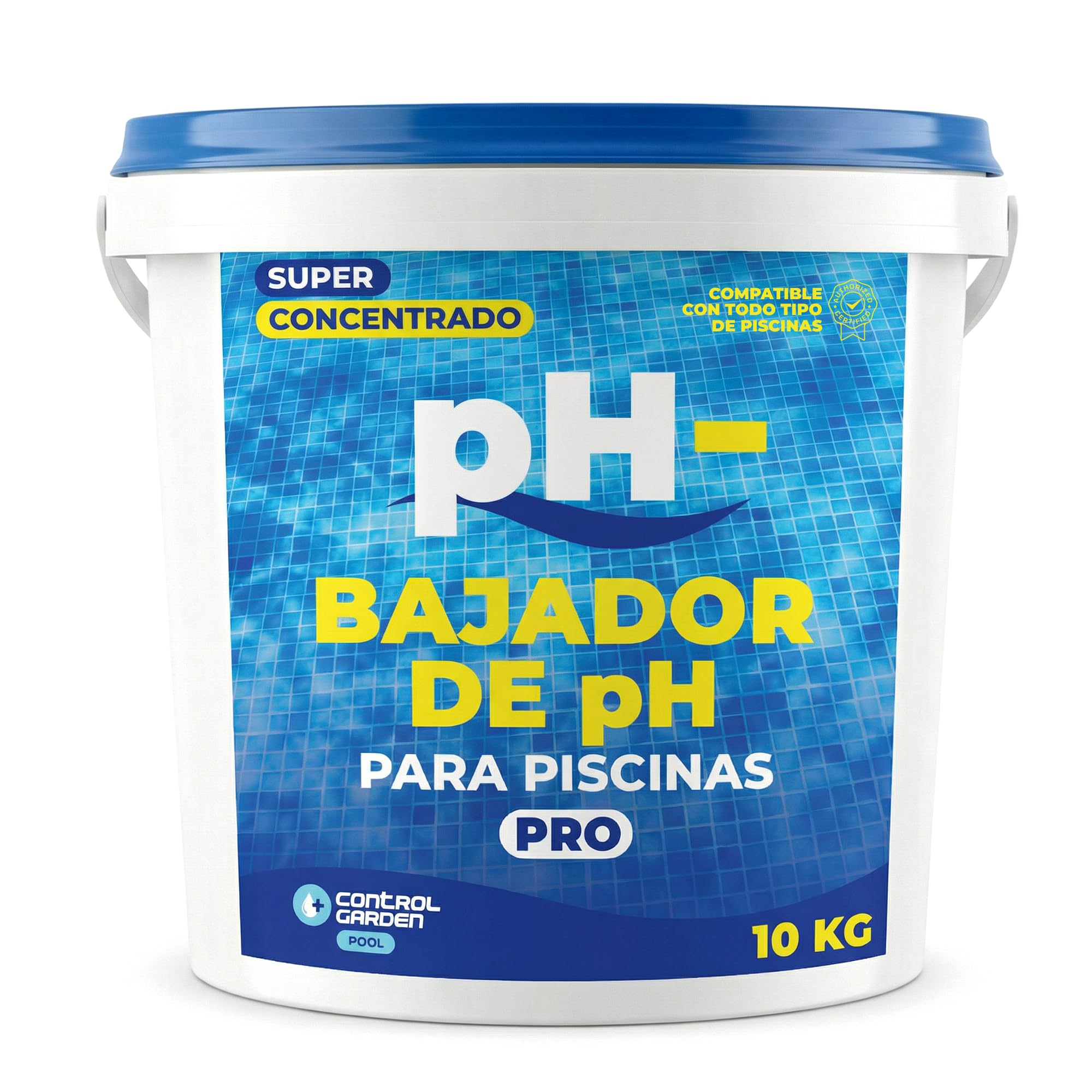 CONTROL GARDEN Bajador PH Piscinas Granulado 10 KG | Reductor pH- Piscina Interior y Exterior | Minorador Sólido - Súper Concentrado | Pool Regulador de Poliester, Liner y Electrólisis Salina