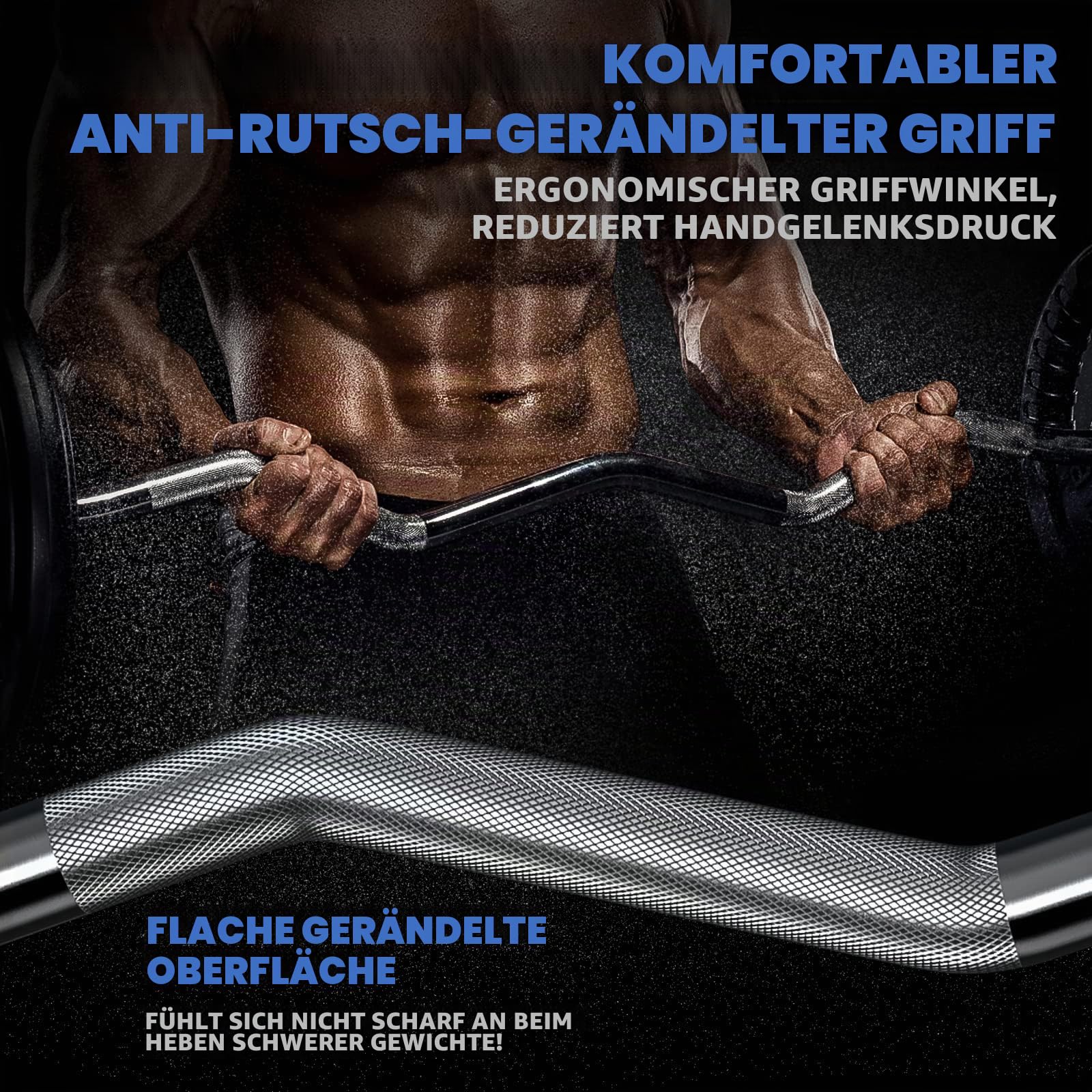 Olympic EZ Curl Langhantelstange, 119,4 cm, Curlstange für Gewichtheben, Hüftstöße, Kniebeugen, Bizeps, Home-Gym, Hantelstange, Chrom-Curlingstange mit 2 Federverschlüssen für 5,1 cm Hantelscheiben