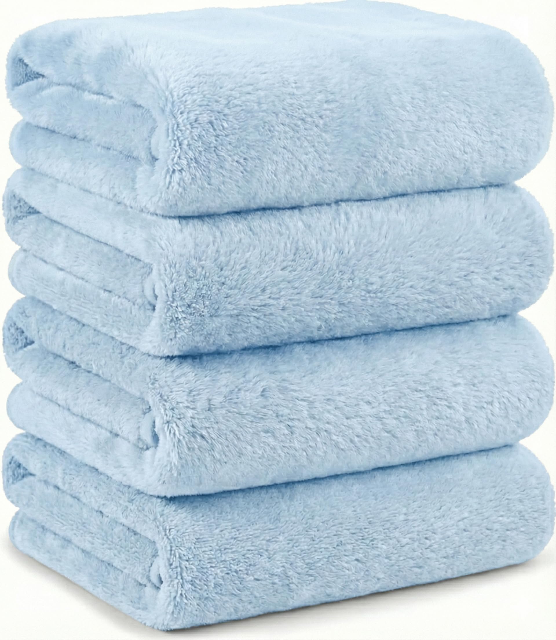 Microfiber Bath Towels Set, Compact Size 20 x 43 in, Hyaluronic Acid-Infused, Soft on Skin, 4 Pack, Quick Dry, Absorbent (Aqua Blue)