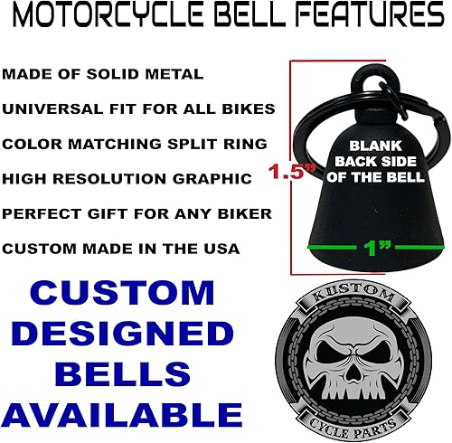 Miniatura 2 de Kustom Cycle Parts "Dont Fuckin' Die! Motocicleta 'Evil Spirits' Biker Guard Bell (campana negra plana)