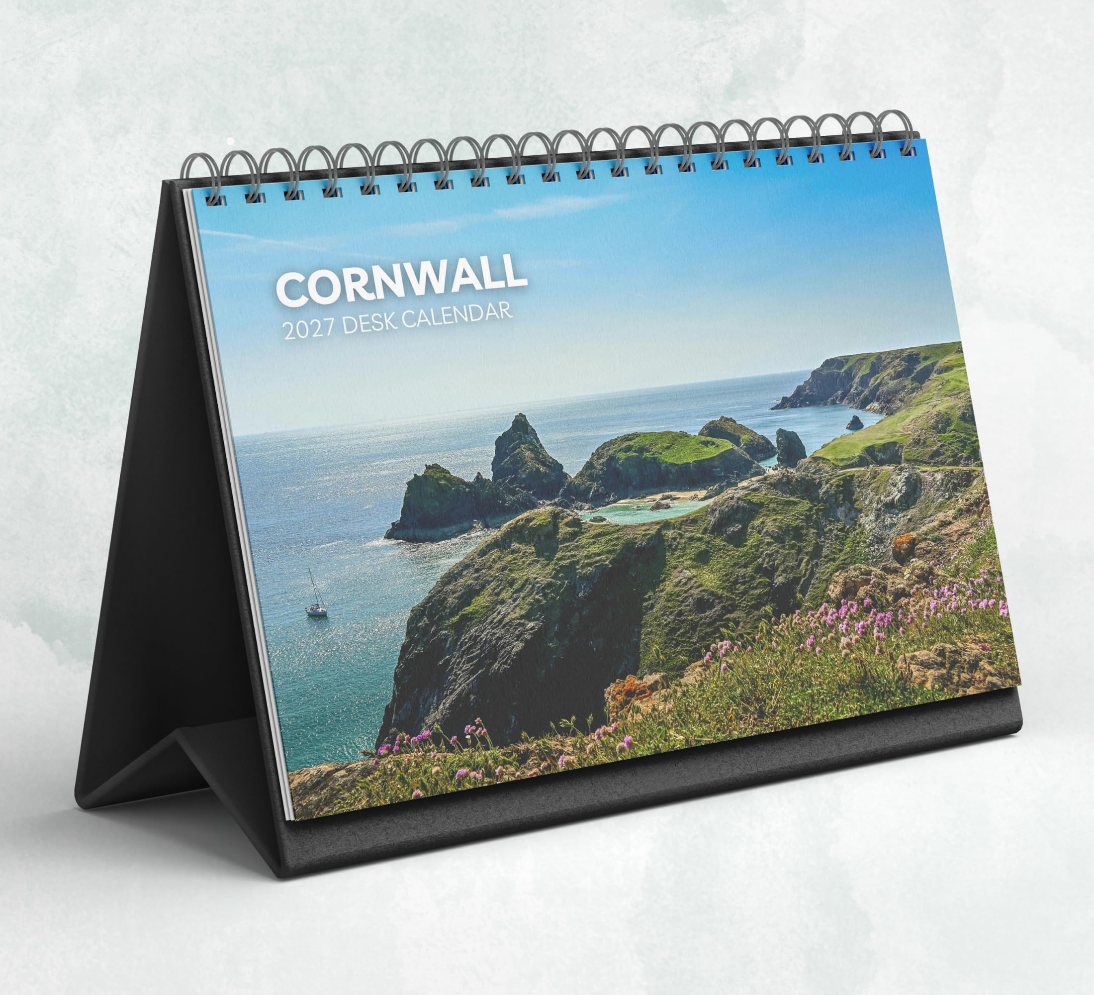 Cornwall Desk Calendar 2027-2028: Standing Flip Desktop Calendar with Thick Paper (15.25cm x 22cm - similar to A5)