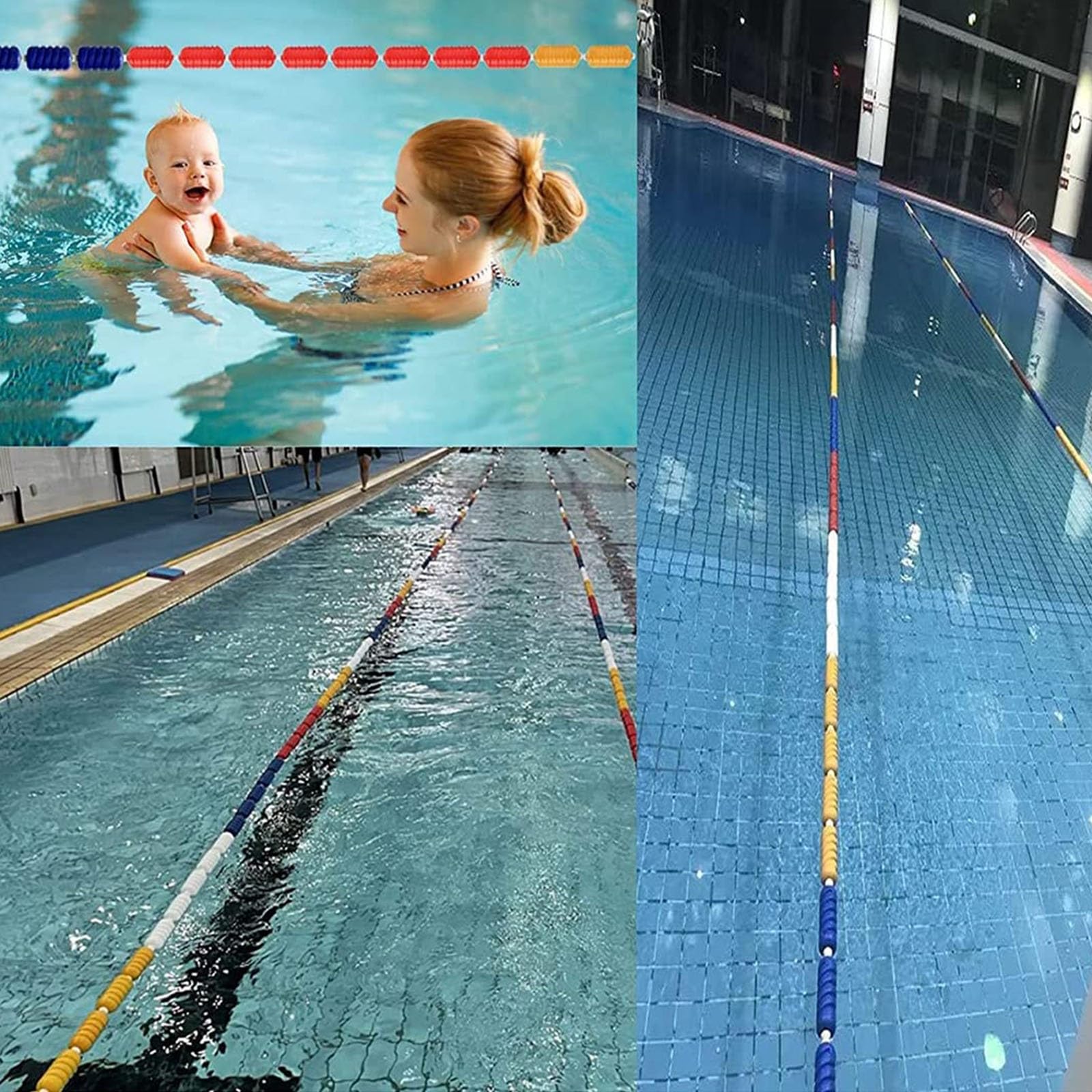 Séparateurs de voie de piscine, flottants réutilisables pour la maison, la salle de sport, la plage, haute visibilité, marqueurs de voie d'étang en plein air, délimitent les zones de danger