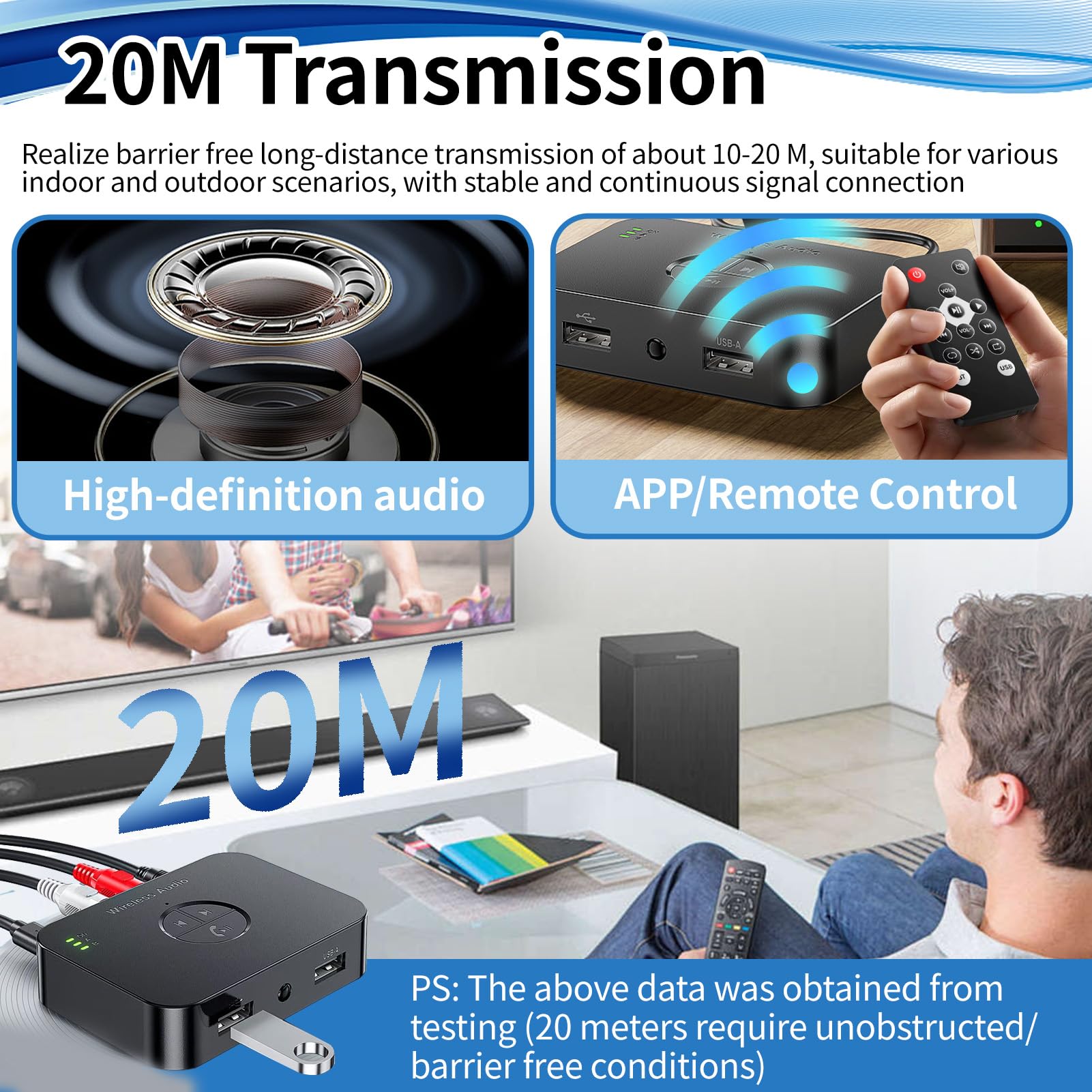Receptor Bluetooth 6.0 HiFi, Adaptador Audio USB-C Bluetooth Inalámbrico con Jack 3.5 mm y 2RCA para Tablet Smartphone Coche Altavoz Stereo, Conexión Estable y Baja Latencia