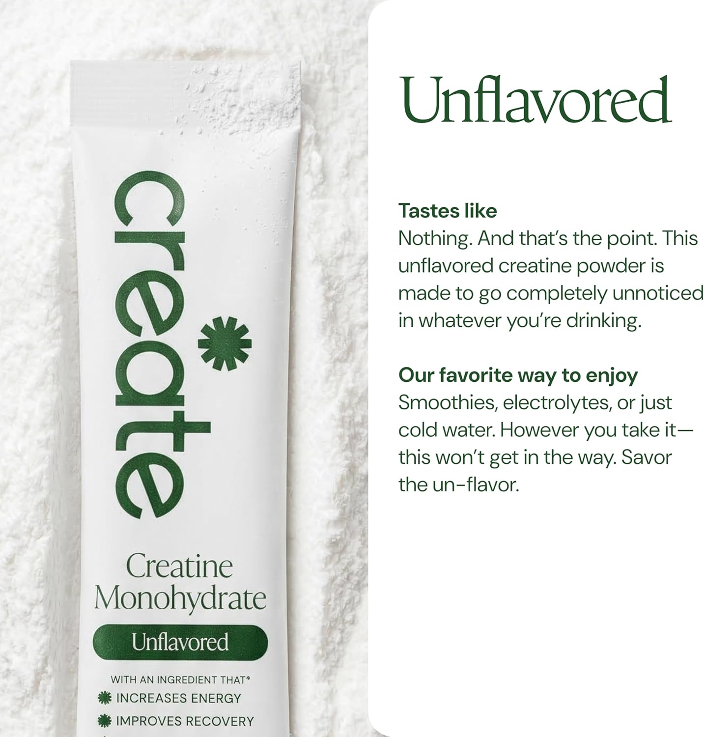 Create Creatine Monohydrate Powder - Creatine Travel Packets, Made with Creapure, 3rd Party Tested & NSF Certified for Sport, 30 Stick Packs, Unflavored