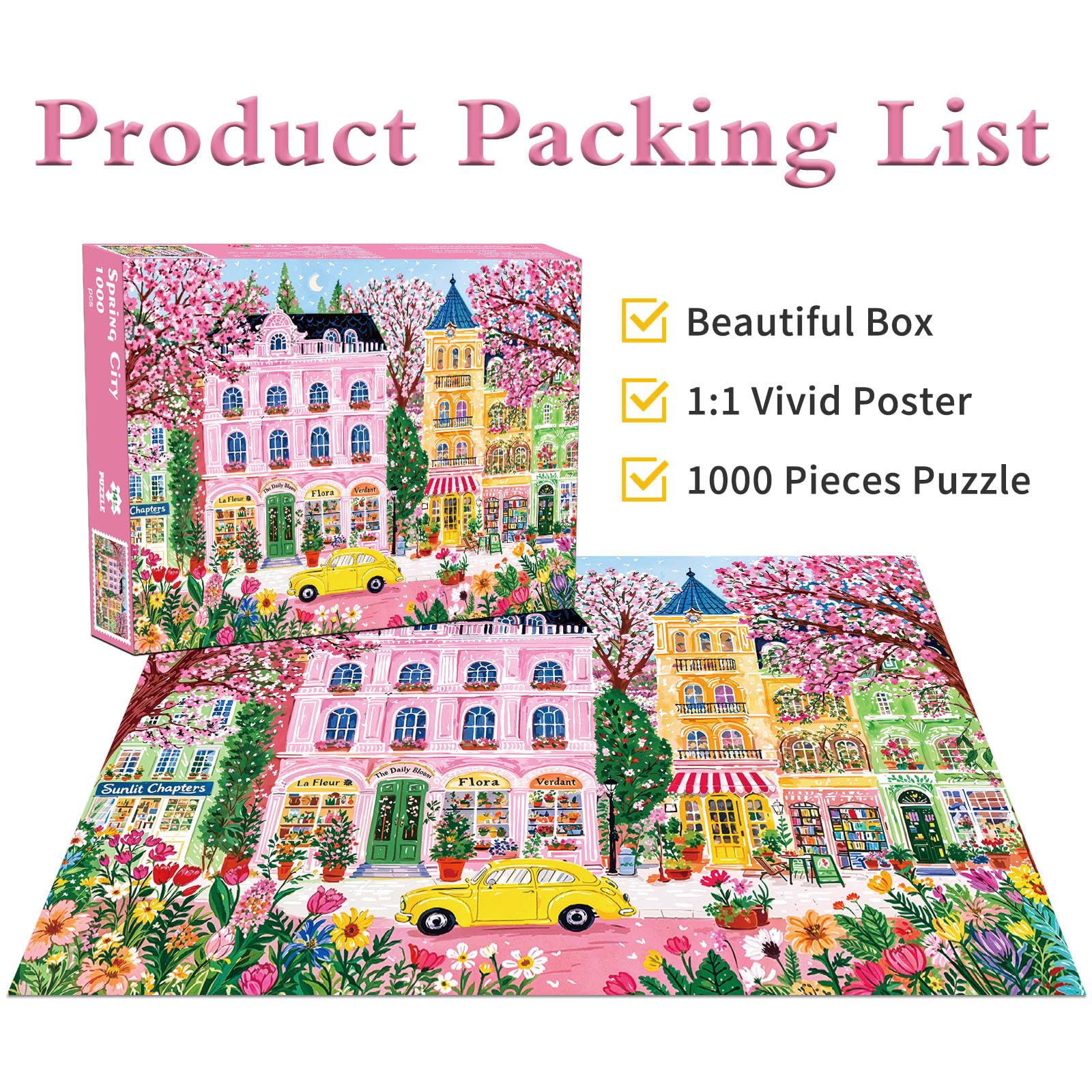 Spring City Jigsaw Puzzle 1000 Teile Erwachsene Floral Shop Bookstore Car Puzzle Erwachsene 1000 Teile Puzzles - 5