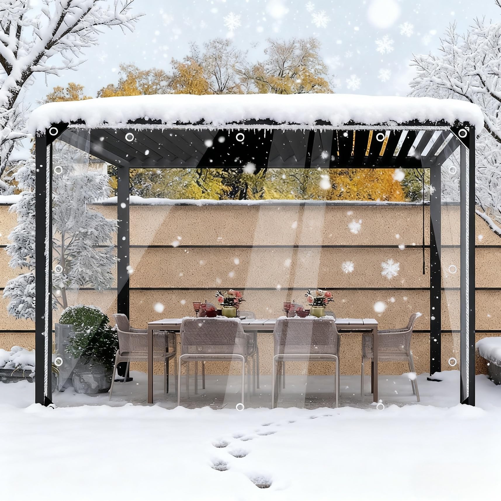 Lona impermeable contra la lluvia 90x270 cm transparente y resistente al desgarro exterior