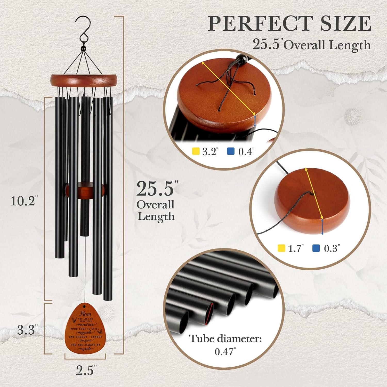 SteadStyle Memorial Gifts for Loss of Mom, Memorial Wind Chimes, in Memory of Mother, Bereavement Gifts, Sympathy Gift for Loss of Mom, Home Decor Outdoor Garden Patio - Image 4