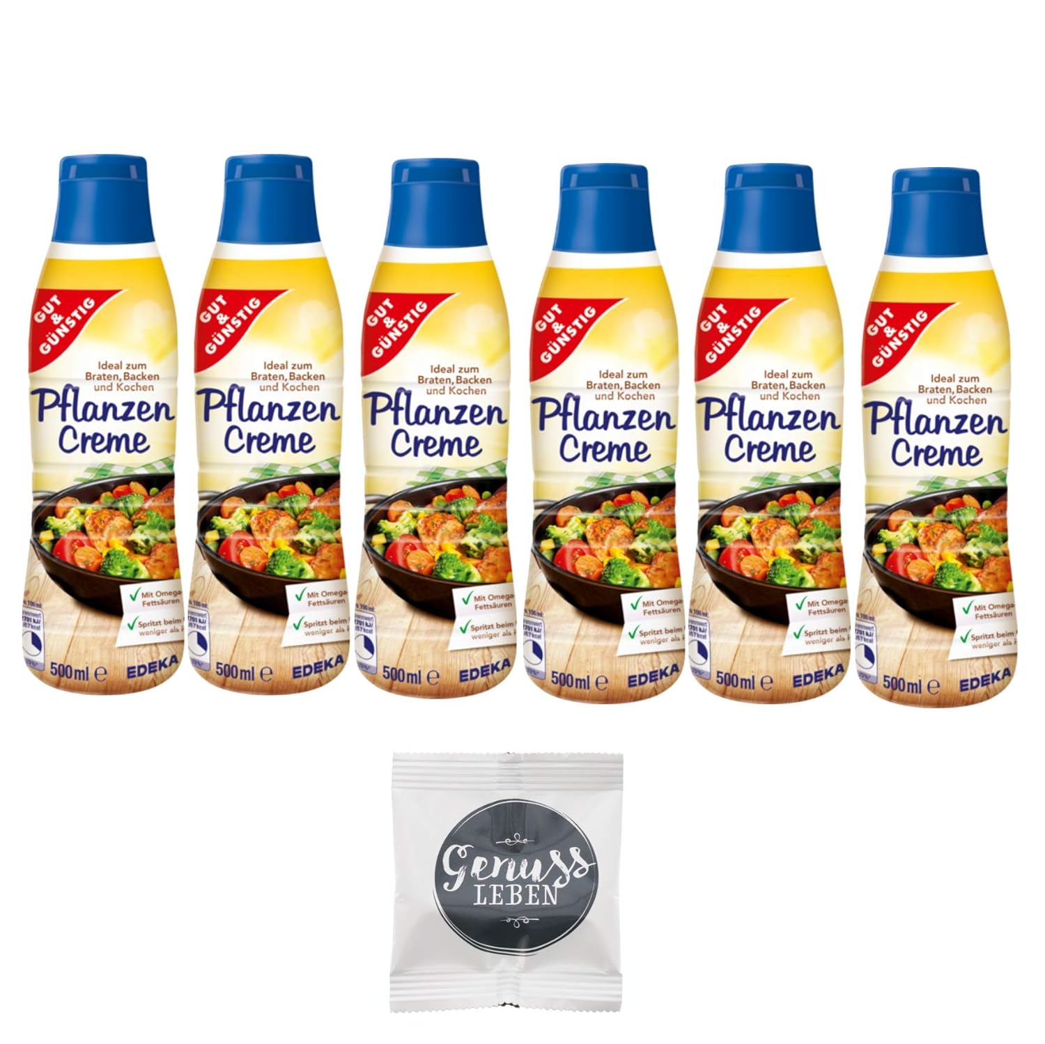 EDEKA Gut & Günstig Pflanzencreme zum Braten und Kochen mit Gratis Genussleben, 6 x 500 ml ...