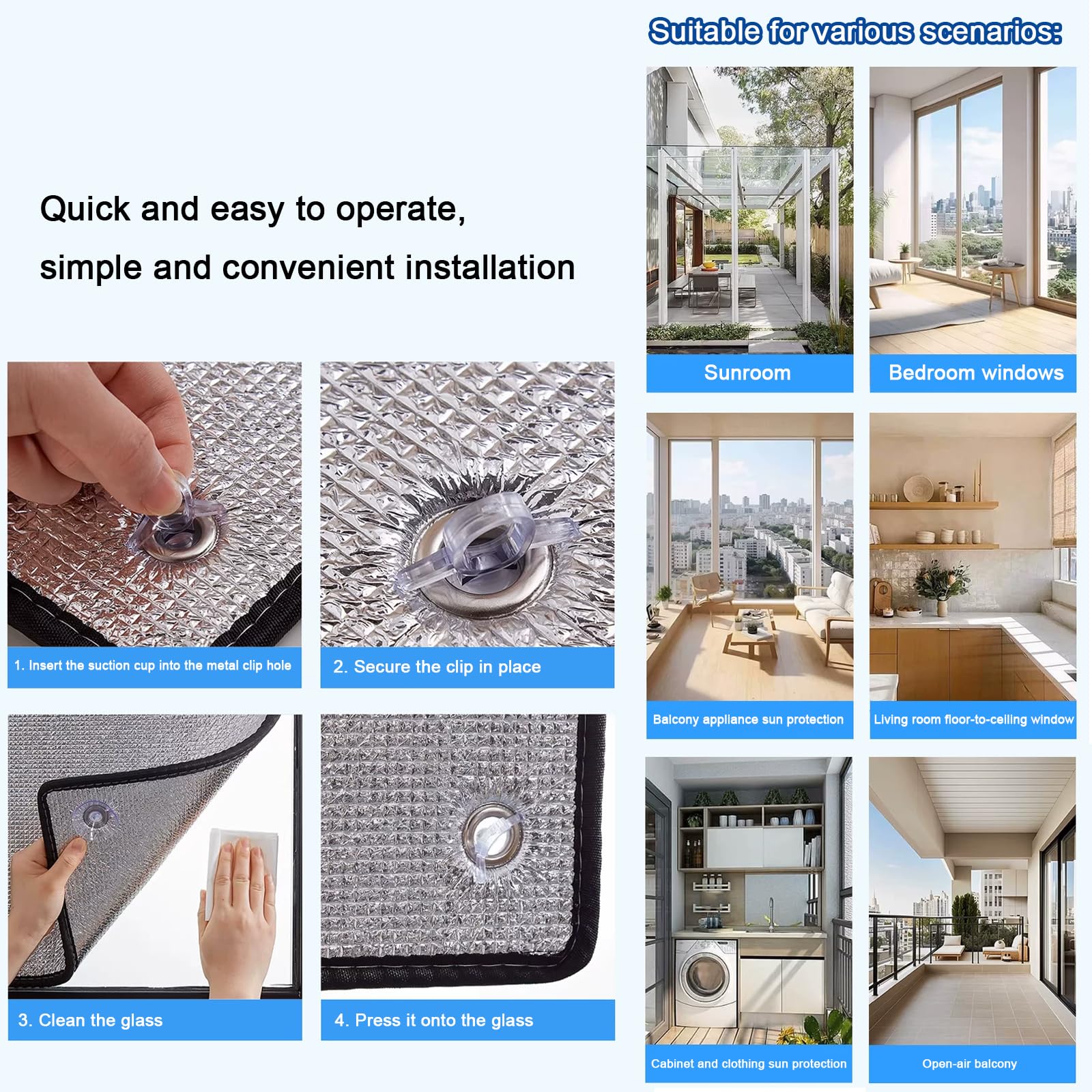 Film de Protection Solaire pour Isolation Thermique,Film Fenetre Anti Chaleur,pour Vitre pour Maison,Bureau,99% Anti-UV Anti Chaleur Anti-Regard Contrôle de la Température (155x250cm)